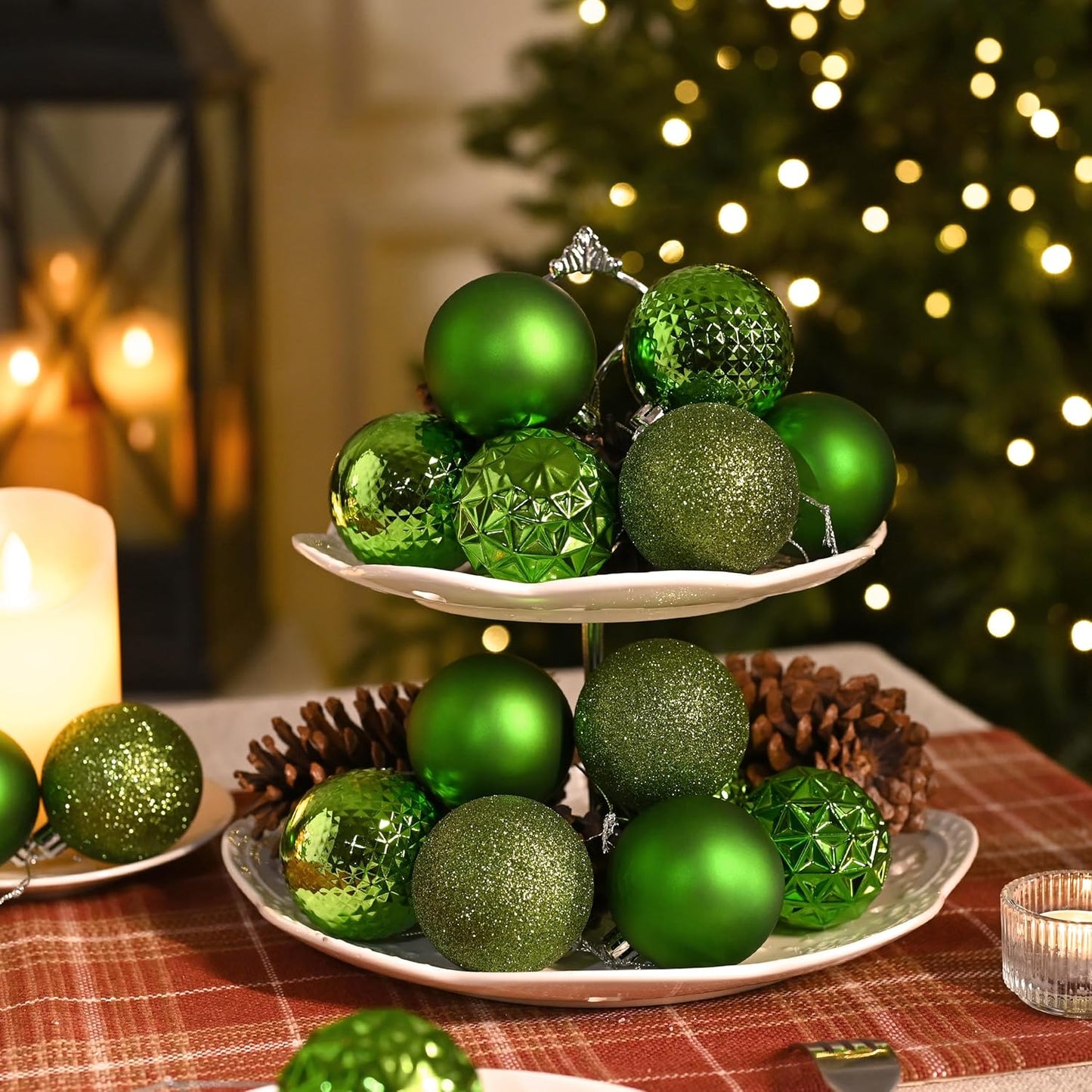 Valery Madelyn Christmas Tree Decorations Ornament Set for Fall Halloween, 50ct 2 Inches Lime Green Shatterproof Christmas Ball Ornaments Hanging Xmas Holiday Party Decor