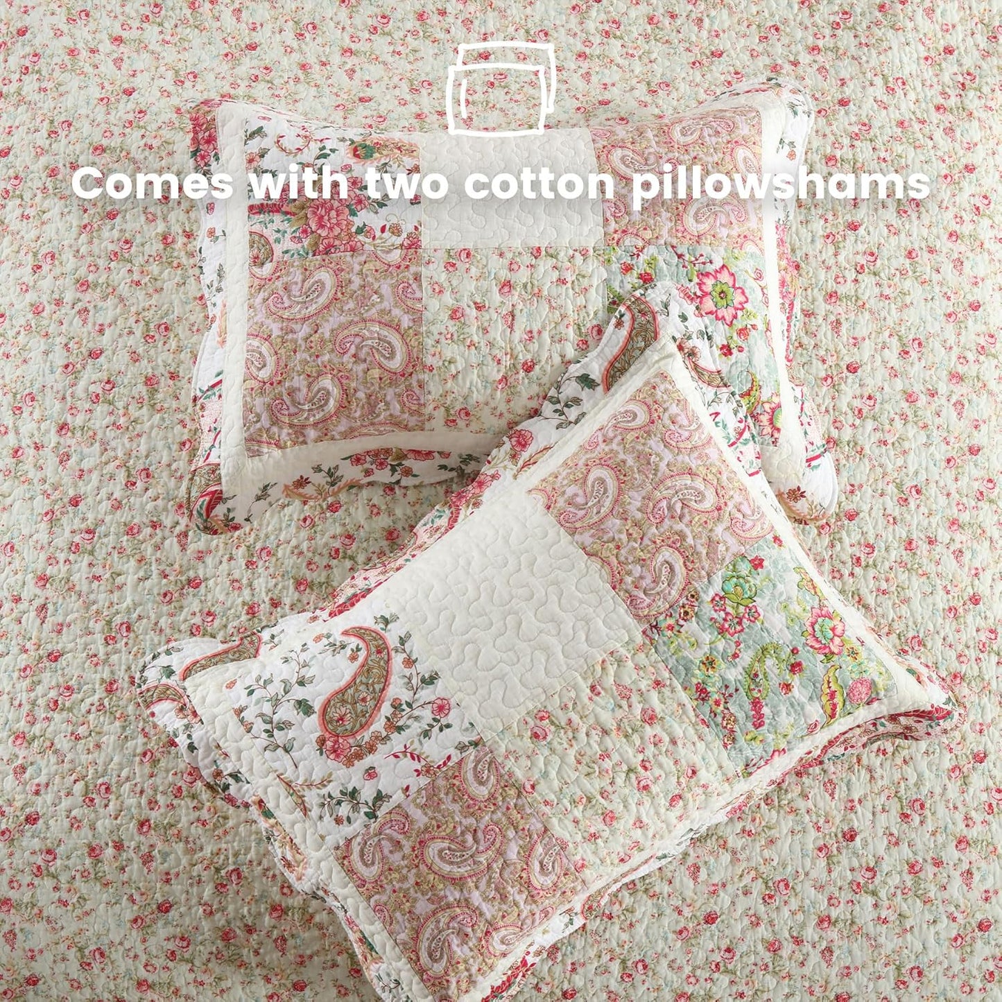 Secgo King Comforter Set for Bed - 100% Cotton Quilts King Size, Black Bedspreads (98 * 104Inch) with 2 Pillow Shams, Patchwork Reversible Lightweight Bedding