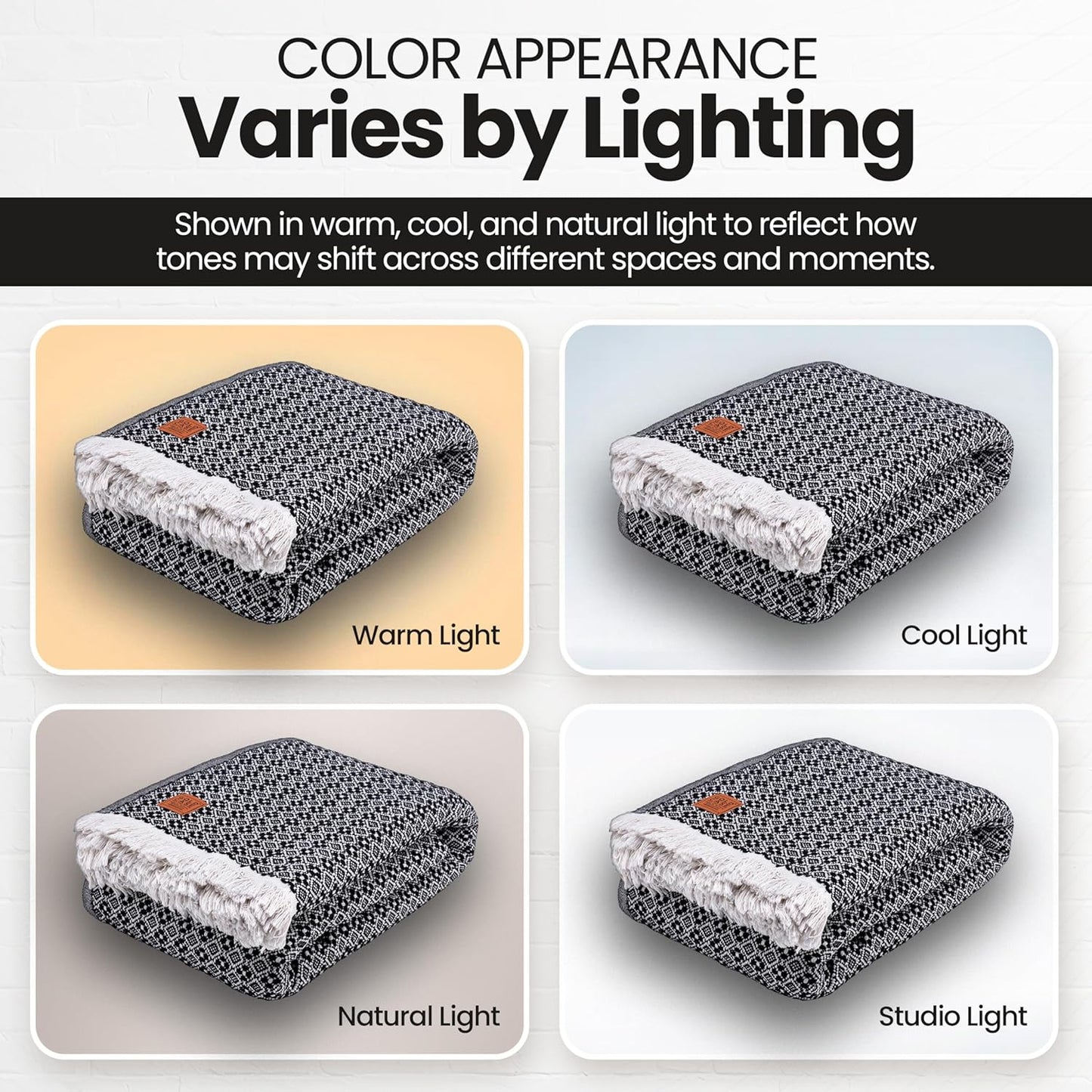 Gold Case Throw Blanket for Bed – 100% Recycled Turkish Cotton Bed Blanket – Decorative Throw Cotton Blankets for Living Room & Bedroom – Woven Twin Blankets - 71x90 - Black