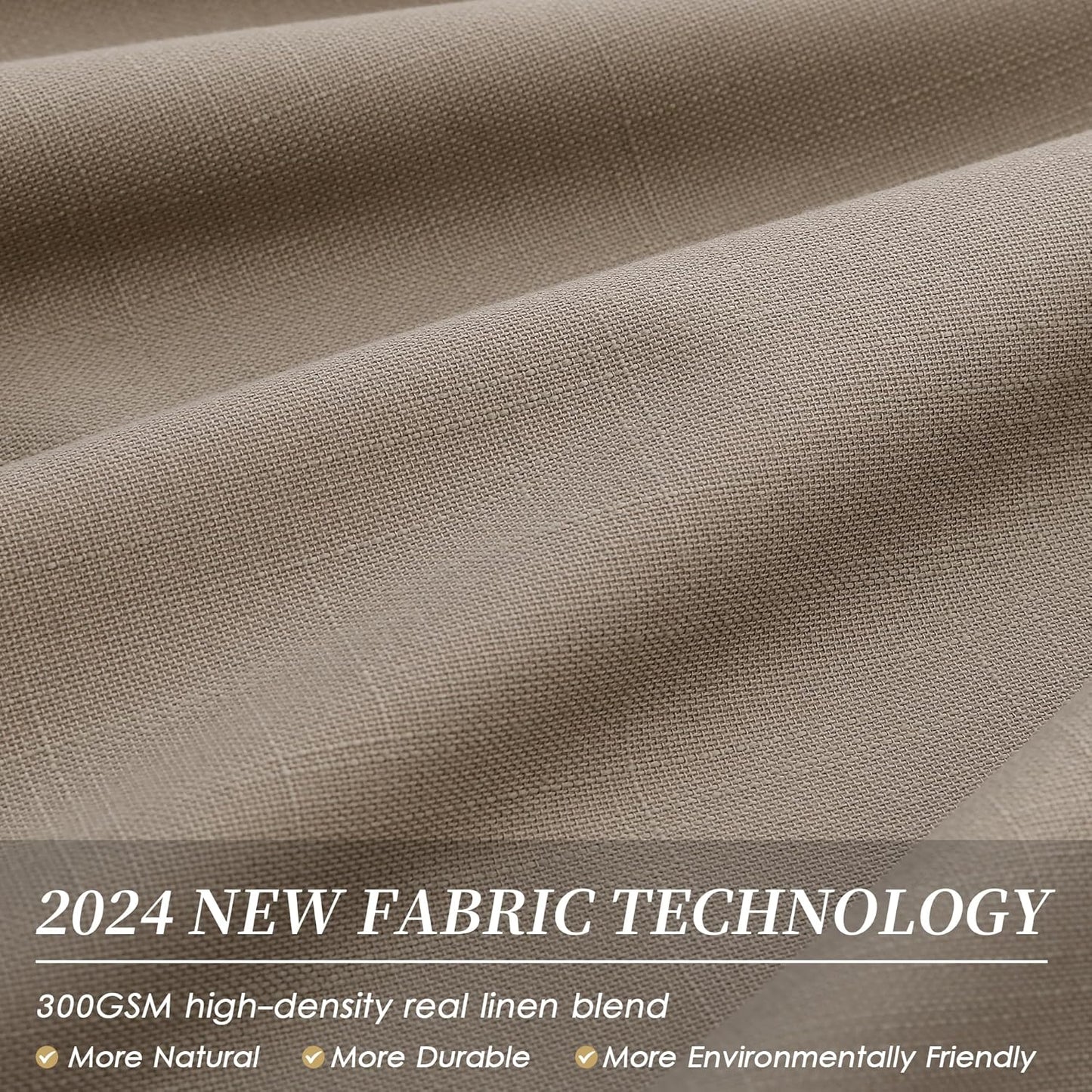 Light Brown Linen 100% Blackout Curtains for Bedroom 102 Inch Long 2 Panels Window Curtain Floor to Ceiling Length for Living Room Sliding Glass Door Back Tab Linen Room Darkening Drapes 52x102