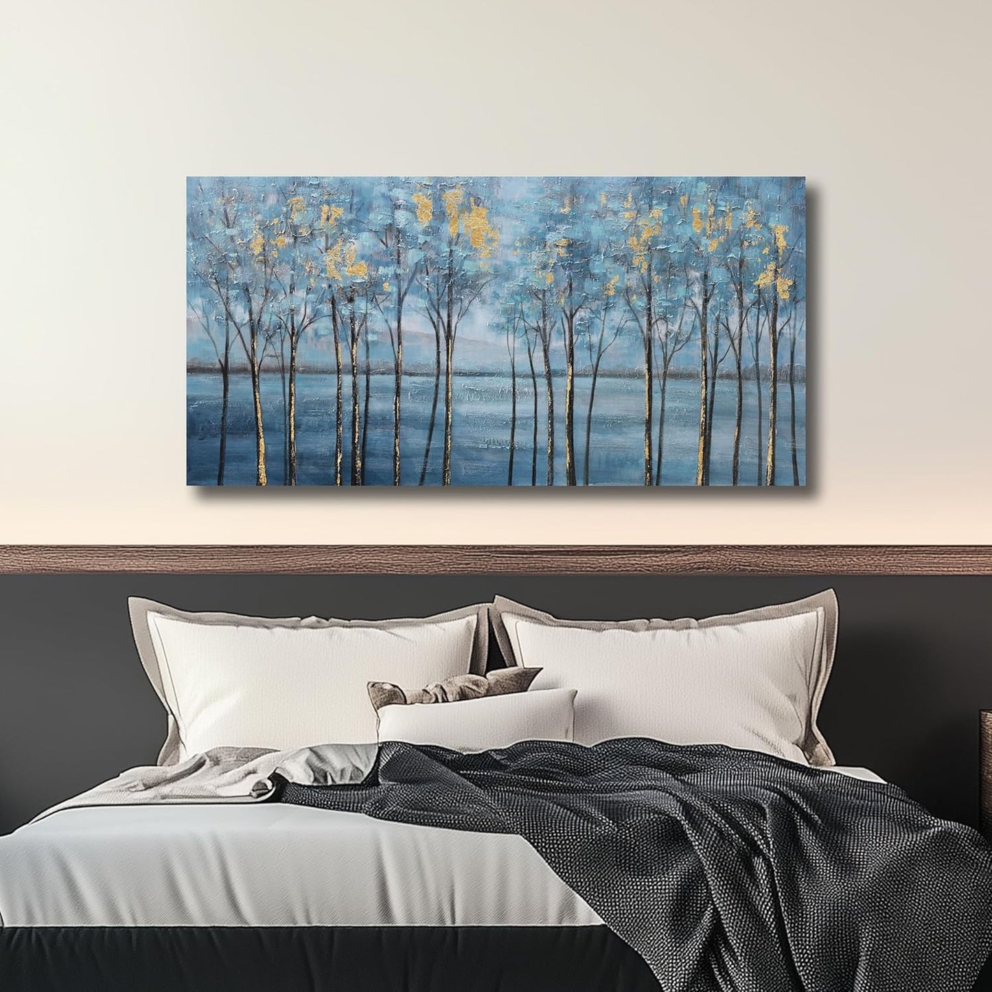 Belmrxne Tree Wall Art Blue and Gold Wall Decor Modern Funky Artwork Painting for Wall Decoration Designer Canvas Painting for Living Room Bedroom Dining Room Office Home Decor 20x40inch
