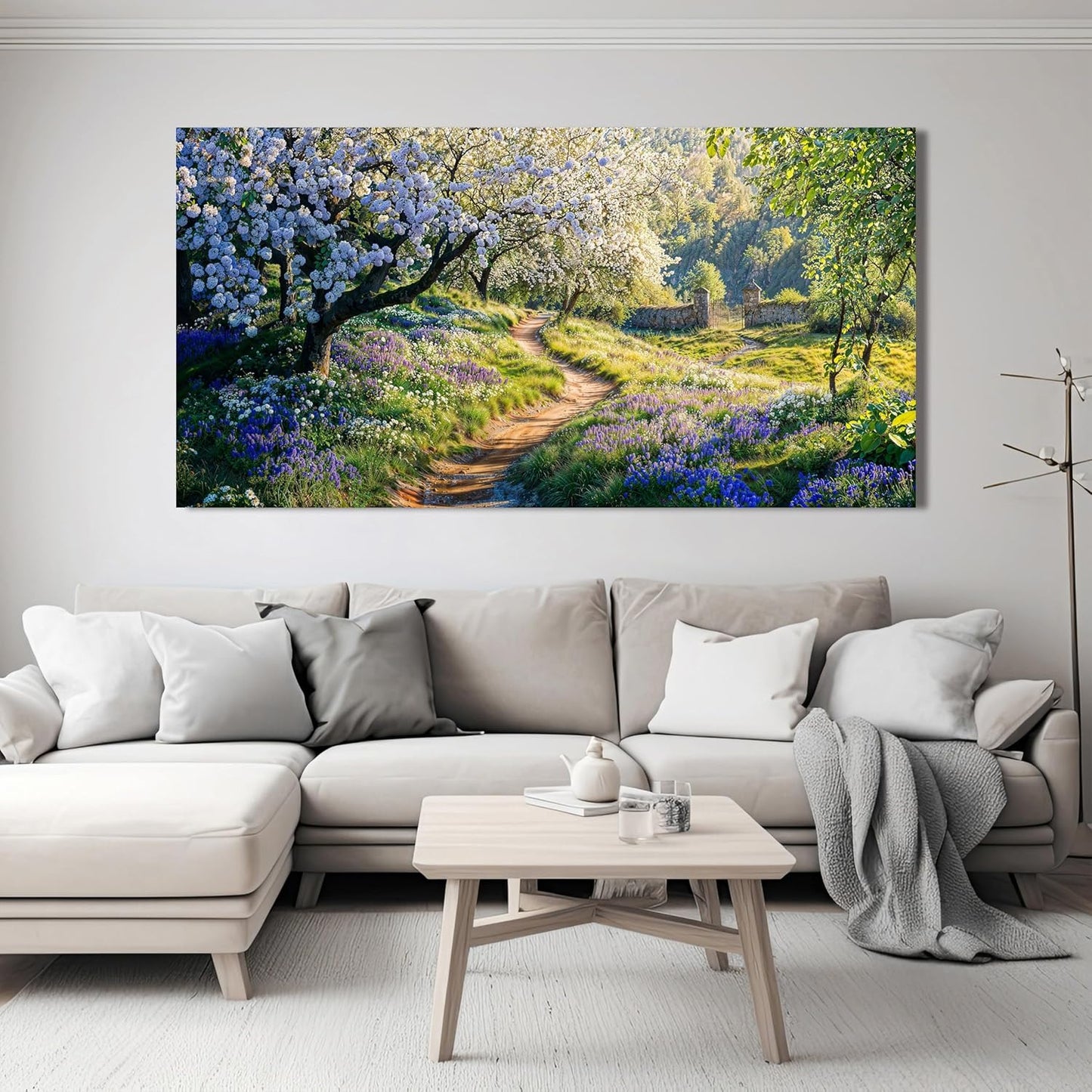 Canvas Wall Art Decor Large Modern Green Wall Art for Living Room Flower Tree Wall Art Prints Nature Art Work for Wall Decor Landscape Artwork for Walls Kitchen Bedroom Office Decor 24" X 48"