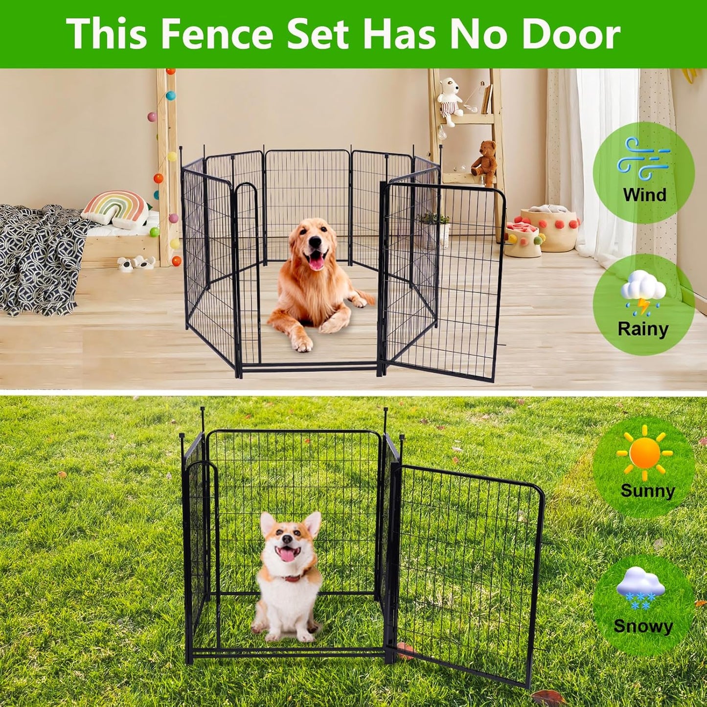 Garden Fencing 48in High No Door, 12 Panels Total 26.6Ft(L) Dog Fence Outdoor for Yard. Black Metal Fencing for Yard 4ft Tall, Flower Bed Fence, Animal Barrier Fences