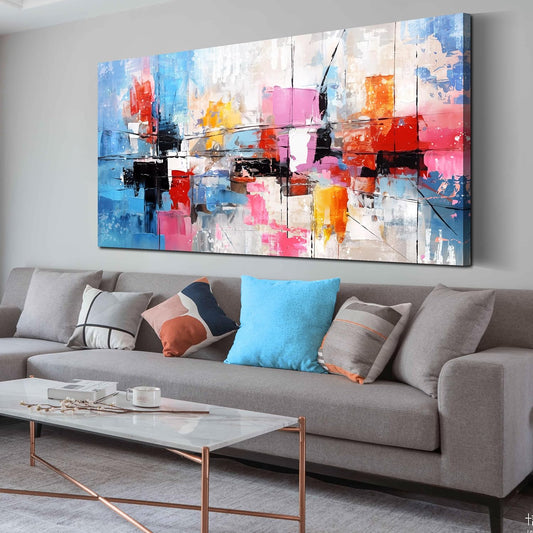 Colorful Wall Art for Living Room, Abstract Canvas Print Painting for Bedroom, Aesthetic Picture Artwork Decor, Large Size 60x30 Inches