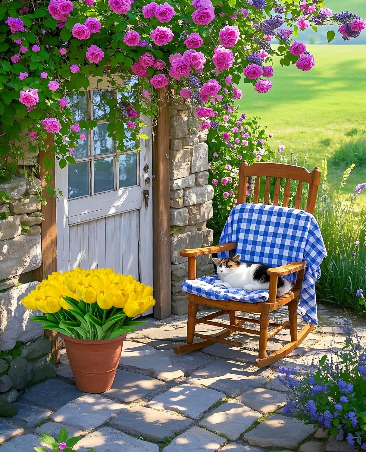 Yellow Artificial Tulip Flowers 15PCS Real Touch Faux PU Tulips Bouquet Faux Spring Flowers for Floral Arrangements Table Centerpiece Kitchen Home Mothers Day Easter Summer Decorations