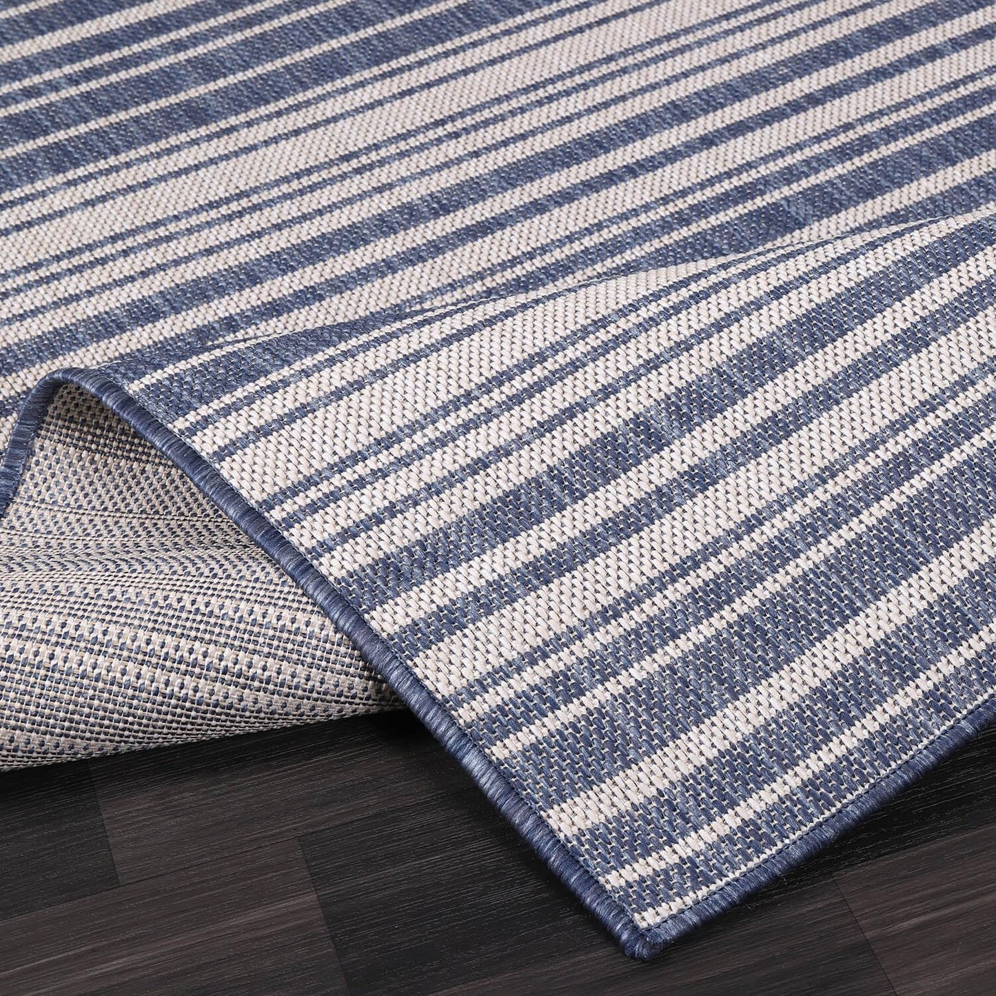 Stripe Outdoor Rug 10x14 Washable Outside Carpet for Indoor Patio Porch Waterproof Easy Cleaning Non Shedding Area Rugs Blue 10 x 14