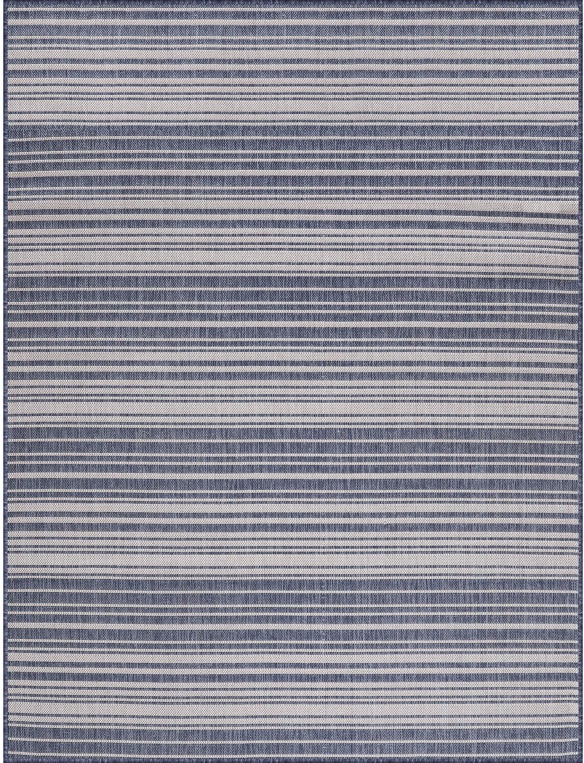 Stripe Outdoor Rug 5x7 Washable Outside Carpet for Indoor Patio Porch Waterproof Easy Cleaning Non Shedding Area Rugs Blue 5 x 7