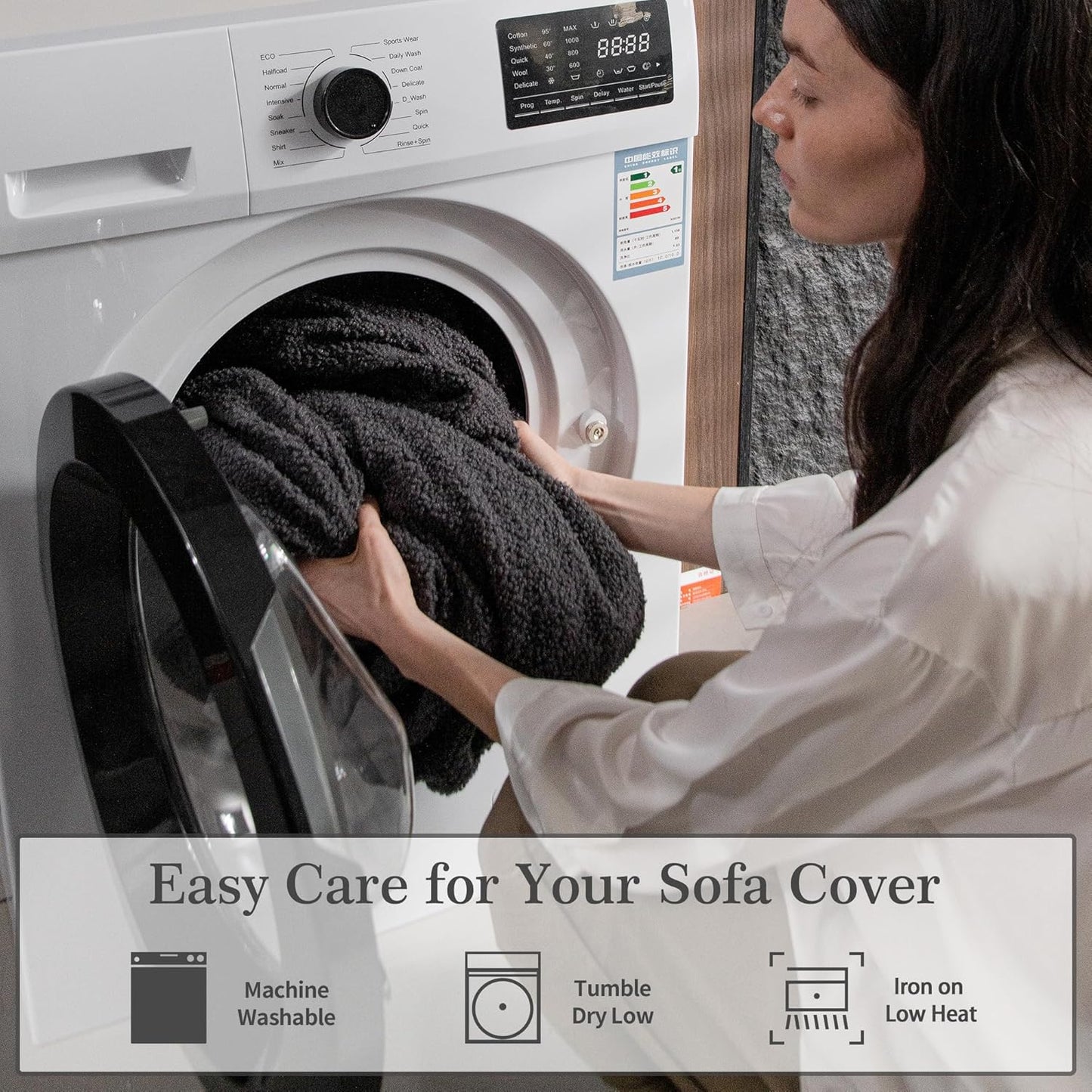 Couch Cushion Covers for Sectional Sofa, Stretch Soft Sofa Slipcovers Washable Wear-Resistant Universal Furniture Protector for Living Room(1 Piece Chair Cover, Dark Gray)