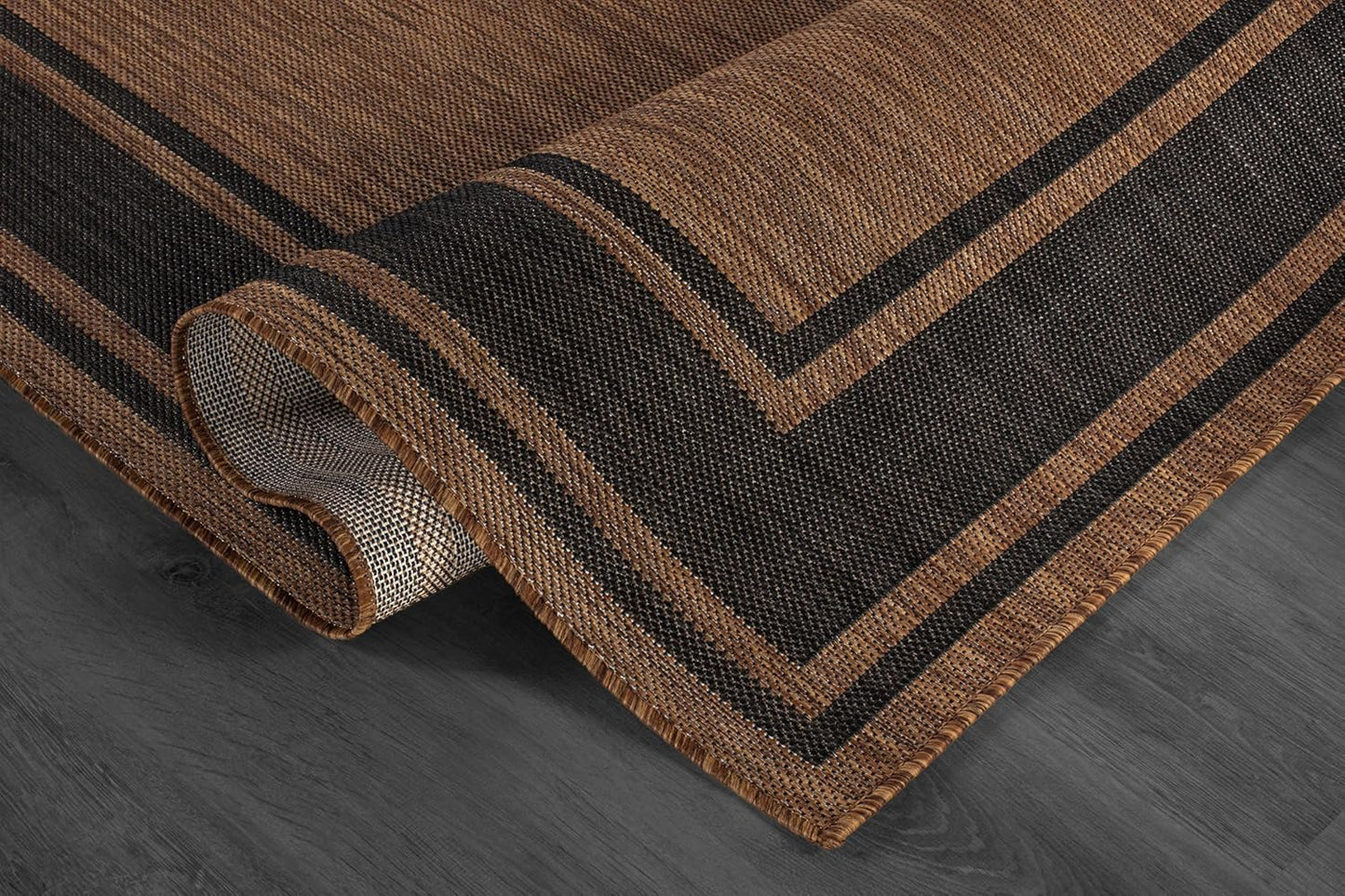 Beverly Rug Large Outdoor Rug 9x12 Modern Bordered Area Rugs for Indoor and Outdoor Patio Deck Porch Garden Waterproof Weather Sun Resistant Washable Outside Carpet (9 x 12 Gold)