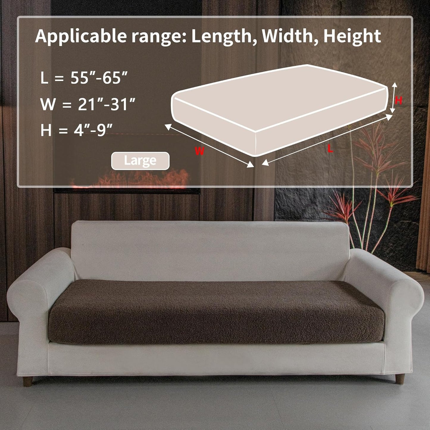 Couch Cushion Covers for Sectional Sofa, Stretch Soft Sofa Slipcovers Washable Wear-Resistant Universal Furniture Protector for Living Room(1 Piece Large Cover, Brown)