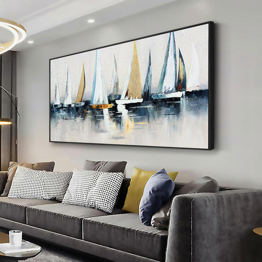 Canvas Wall Art Abstract Wall Decor Sailboat Picture Framed Artwork Modern Aesthetic Suitable for Living Room Bedroom and Office Home Wall Decor 20"x40"
