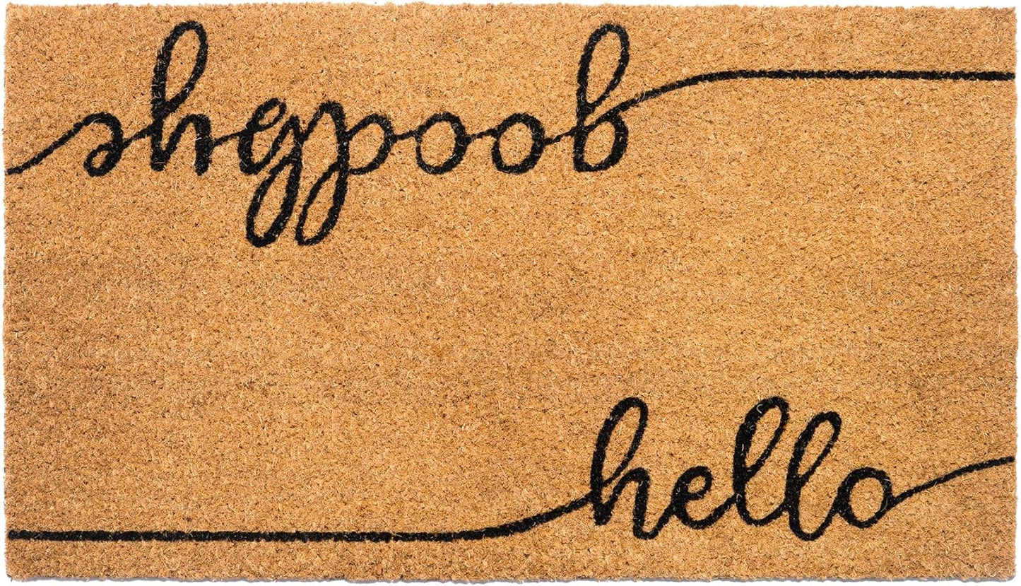 Welcome Doormats, Natural Coco Coir Mats with Non-Slip PVC Backing, Indoor Outdoor Mats for Home & Office, Spring Door Mat, Floor Mats for Door Decor, Beige & Black, 30"x17"