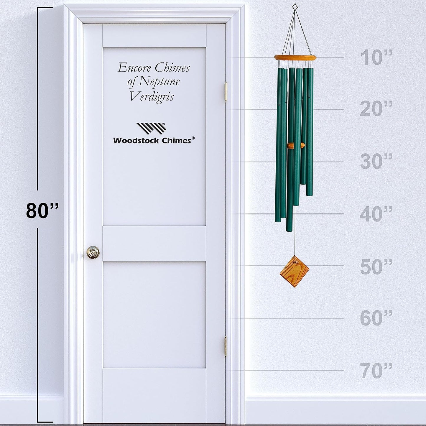 Woodstock Chimes Neptune Wind Chime for Outside 54" Large Verdigis, Deep Tone Sound for Outdoor Garden, Patio, Porch Decor, Encore Collection DCV54