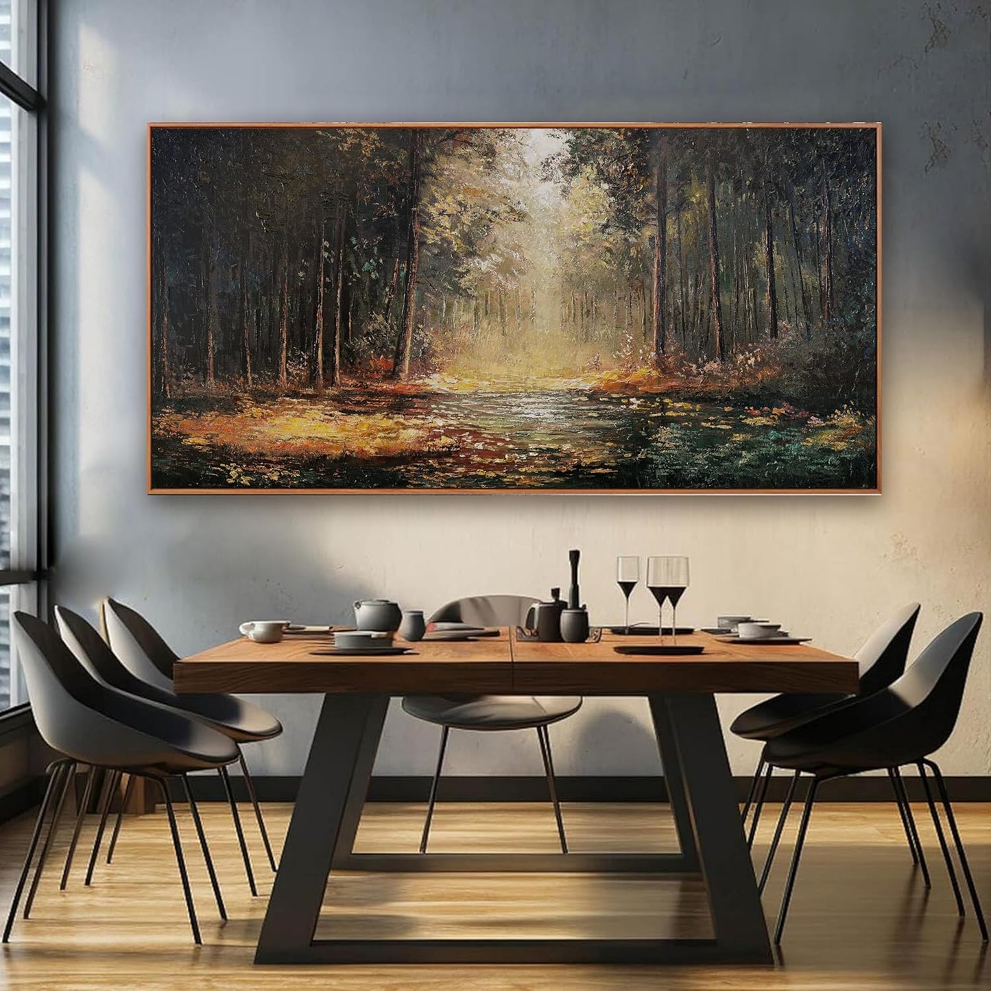 Large Canvas Wall Art Decor Wall Art Pictures for Living Room Art Work for Wall Decor Landscape Natural Wall Art Decoration Framed Yellow Forest Wall Art Prints Bedroom Office Aesthetic Decor 29"x58"