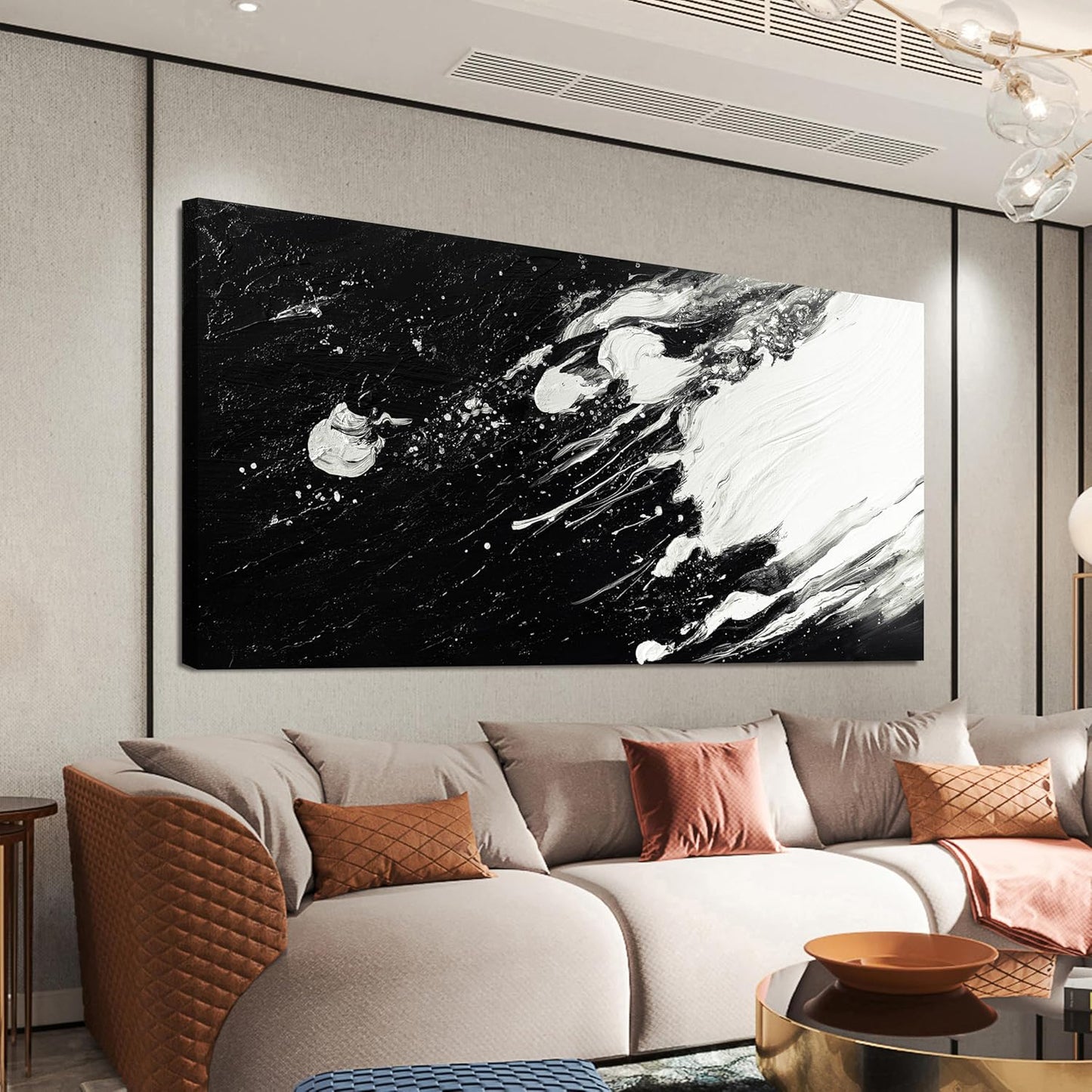 Canvas Wall Art Decor Modern Large Black and White Wall Art Prints Large Wall Art for Living Room Abstract Black Art Abstract Canvas Art Wall Decor Artwork for Walls Home Office Decor 29" X 58"