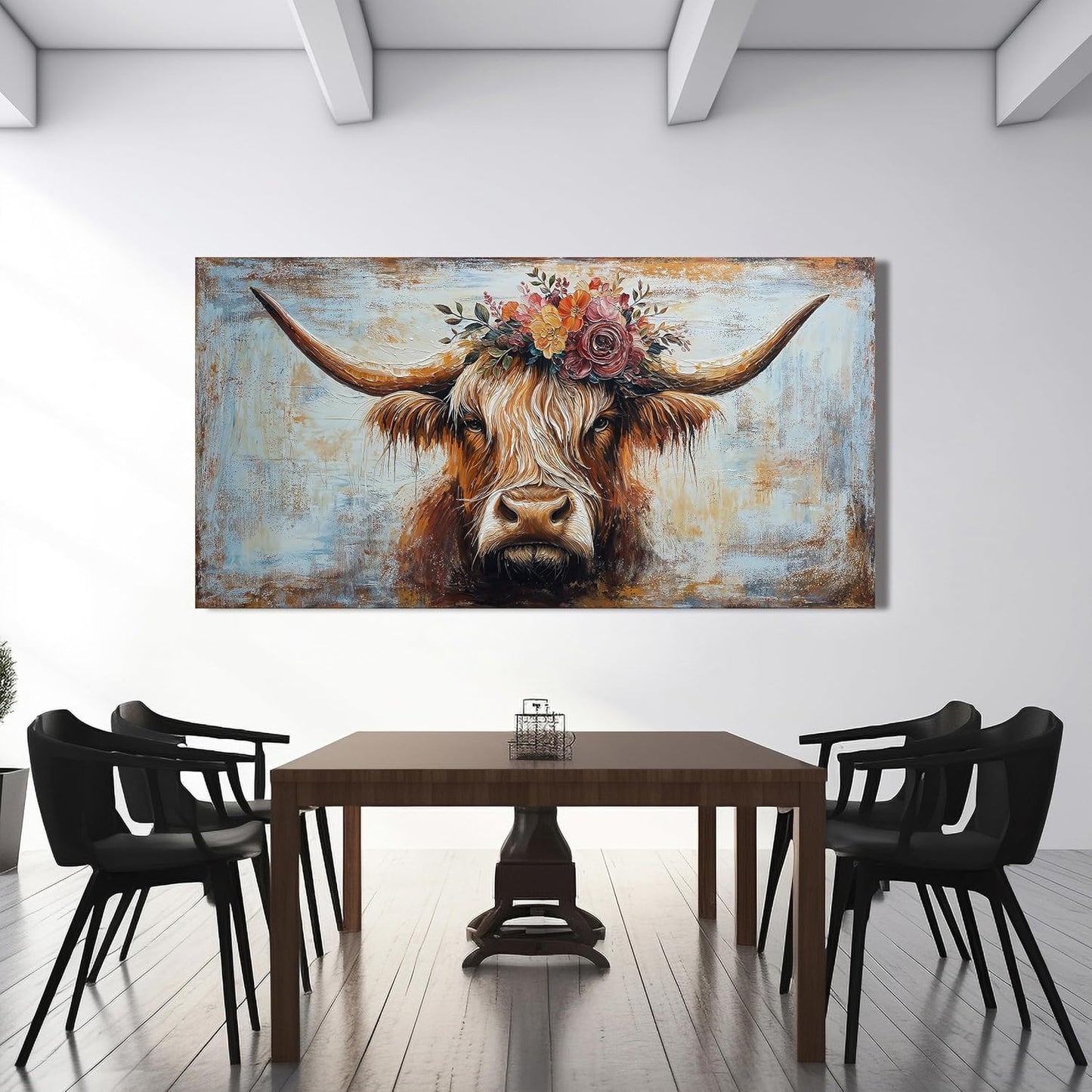 Canvas Wall Art Decor Canvas Art Wall Decor Highland Cow Wall Art Prints Wall Art Picutures for Living Room Large Vintage Wall Art Decorations Art Work for Walls Home Bedroom Office Decor 29" X 58"