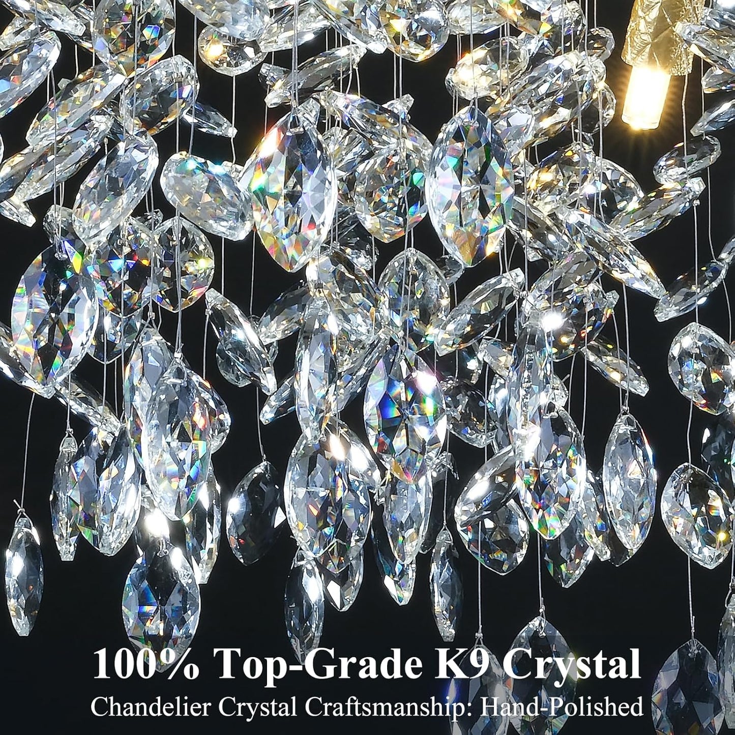 14-Light Modern Large Crystal Chandelier for Dining Room, 48" Round Gold Crystal Tree Branche Chandelier, Living Room Crystal Chandelier, Crystal Chandeliers for High Ceiling,Entryway,Foyer