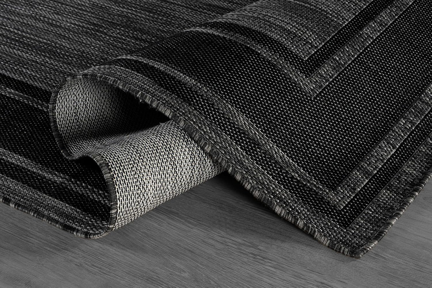 Beverly Rug Large Outdoor Rug 9x12 Modern Bordered Area Rugs for Indoor and Outdoor Patio Deck Porch Garden Waterproof Weather Sun Resistant Washable Outside Carpet (9 x 12 Black)