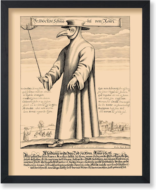 Poster Master Vintage Doctor Schnabel from Rome Poster - Retro Plague Doctor Print - Medieval Art - Gift for Men & Women - Great Wall Decor for Dorm, Living Room or Bedroom - 16x20 UNFRAMED Wall Art
