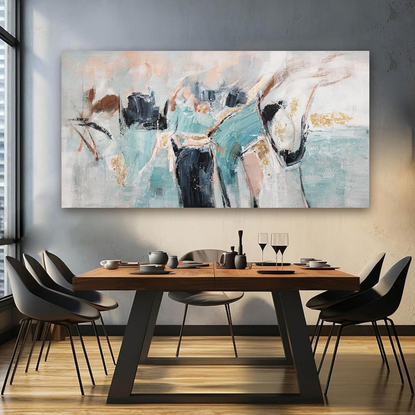 Canvas Wall Art Decor Pictures Blue And Gold Modern Abstract Wall Art Decor Paintings For Living Room Canvas Abstract Aesthetic Artwork For Walls Wall Art For Bedroom Office Wall Decorations 20" X 40"