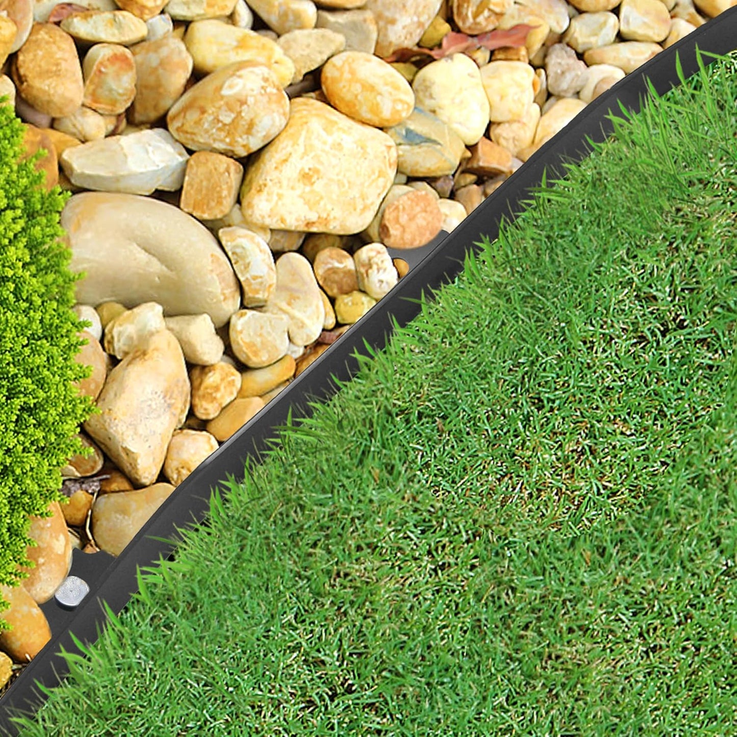 Gardzen 1.5" x 60' Landscape Edging Kit, Garden Edging Coil Comes with 60 Pcs Spikes, No Dig Lawn Border Design