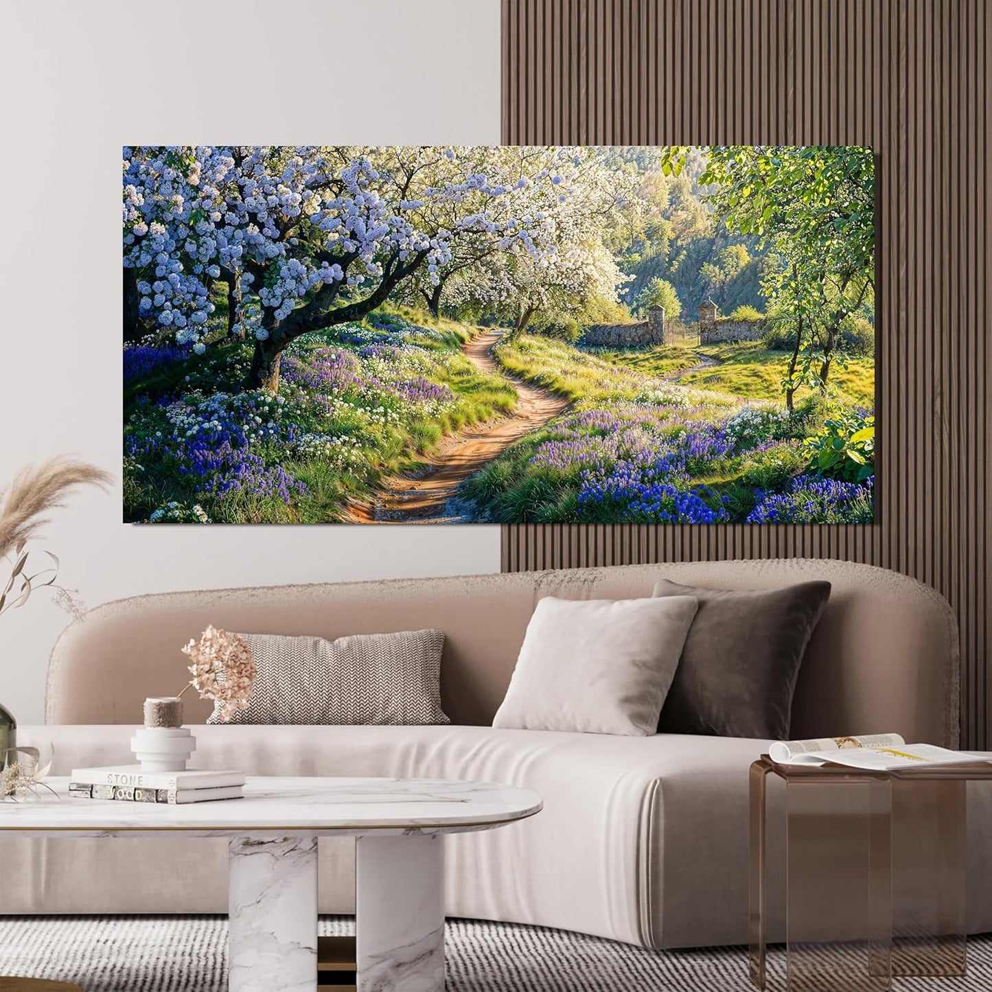 Large Canvas Wall Art Decor Large Modern Green Wall Art for Living Room Flower Tree Wall Art Prints Nature Art Work for Wall Decor Landscape Artwork for Walls Kitchen Bedroom Office Decor 29"X58"