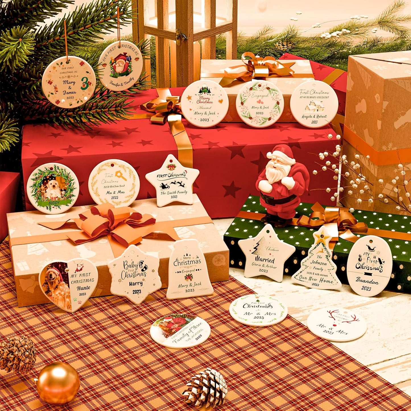 Bemaystar Personalized Photo Christmas Ornaments 2025 - Custom Christmas Ornaments with Picture & Text, Customized Ceramic Christmas Tree Decor, Xmas Gifts for Kids, Adults, Family, Loves, Friends