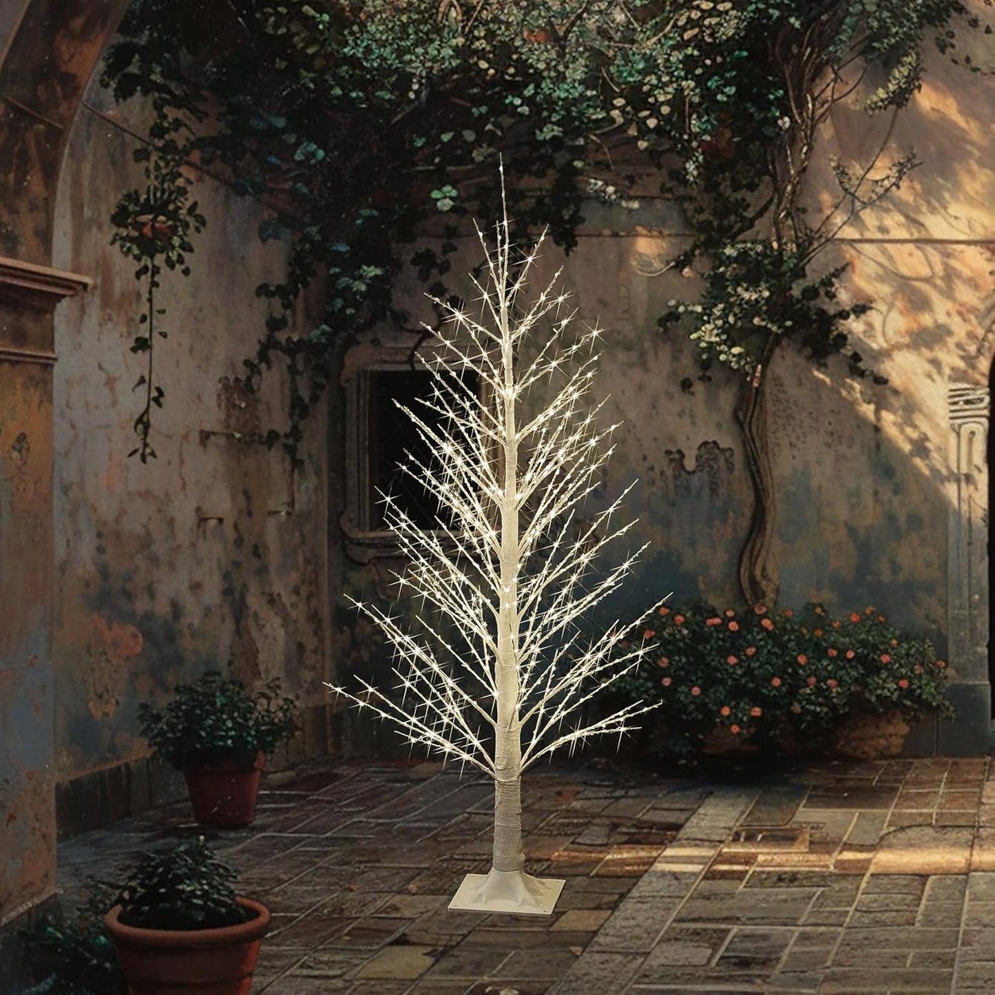 Fudios Lighted White Tree Willow 4FT 450 LED Fairy Lights, Christmas Artificial Tree Lights Plug in for Indoor Outdoor Holiday Decoration