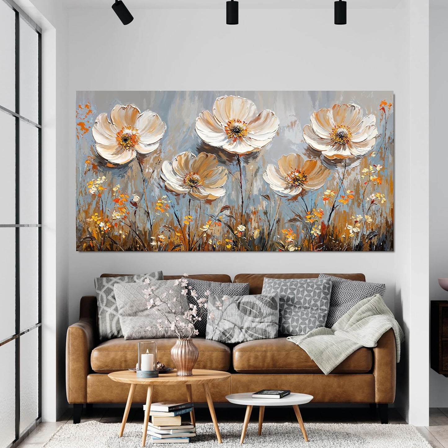 Canvas Wall Art Decor Art Work for Wall Decor Vintage Gold Wall Art Prints Wall Art Pictures for Living Room Nature Flower Wall Art Decorations Field Artwork for Walls Bedroom Office Decor 20" X 40"