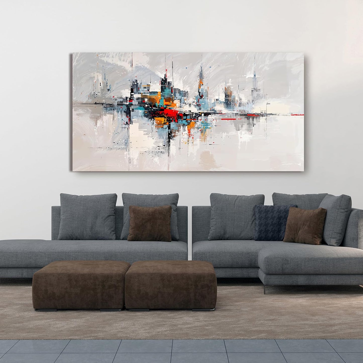Large Abstract Wall Art Decor Wall Art Pictures for Living Room Abstract Canvas Art Wall Decor Modern Colorful Wall Art Prints Contemporary City Wall Art Decorations Bedroom Office Home Decor 24" X 48"