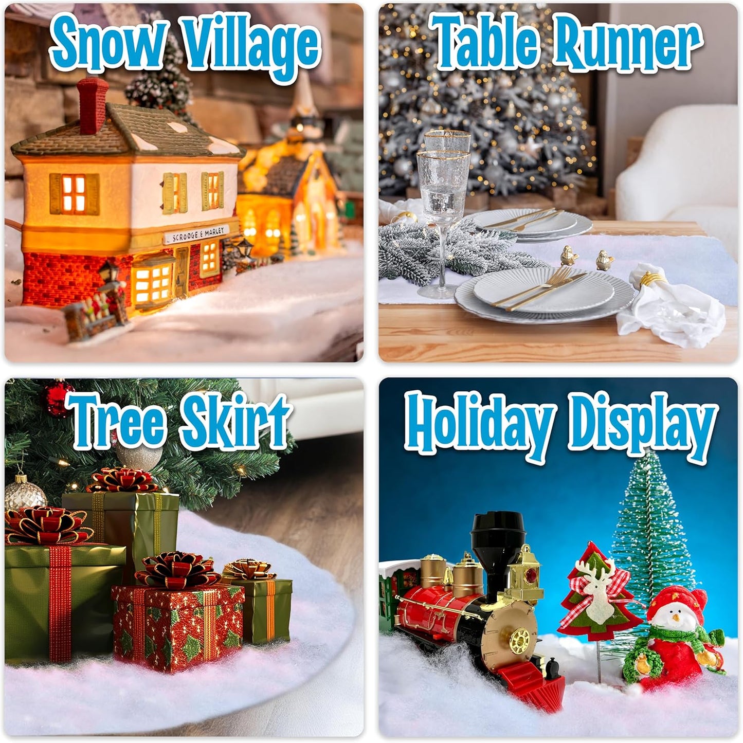 stargo 2 Pack Fake Snow Blanket Roll for Christmas Village Displays, Christmas Tree Deocration - Thick White Soft Fluffy Faux Snow Backdrop Artificial Snow Blanket Cover (Each Roll 2.6 x 7.8ft)