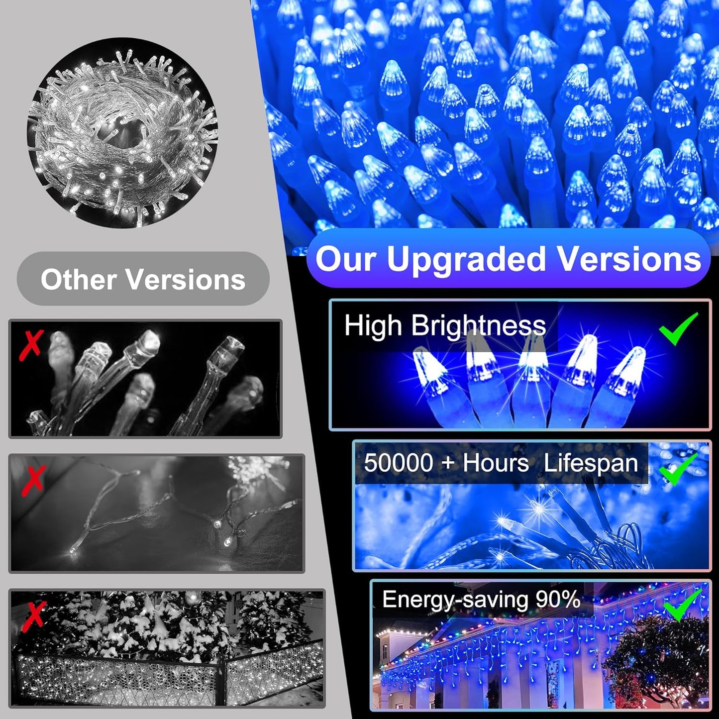 792 LED Christmas Lights with 176 Drops,82ft 8 Modes Fairy Hanging String Lights with Time Waterproof, Plug-in Christmas String Lights for Holiday Wedding Party Christmas Decorations(Blue)