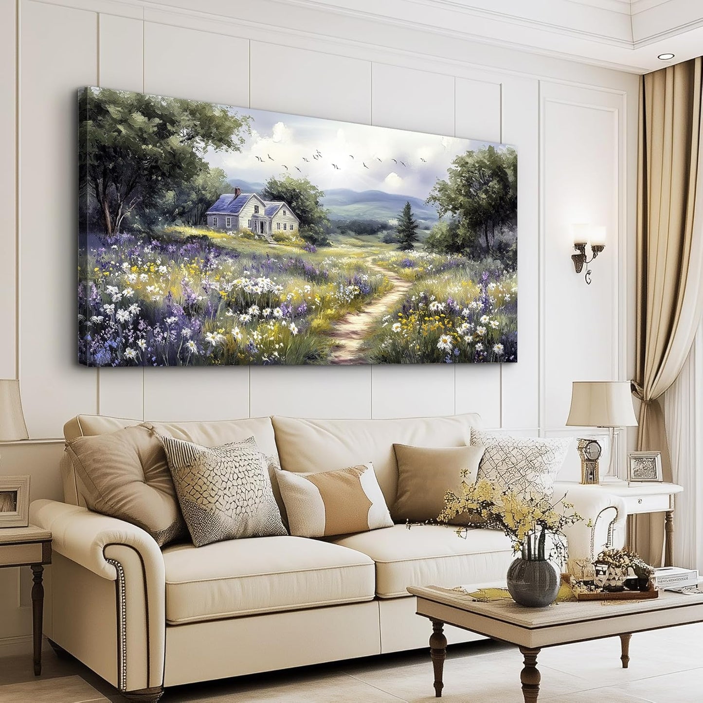 Large Wall Decor for Living Room Canvas Wall Art for Office Wall Decorations for Bedroom Garden Painting Artwork Room Home Decor 24x48 in