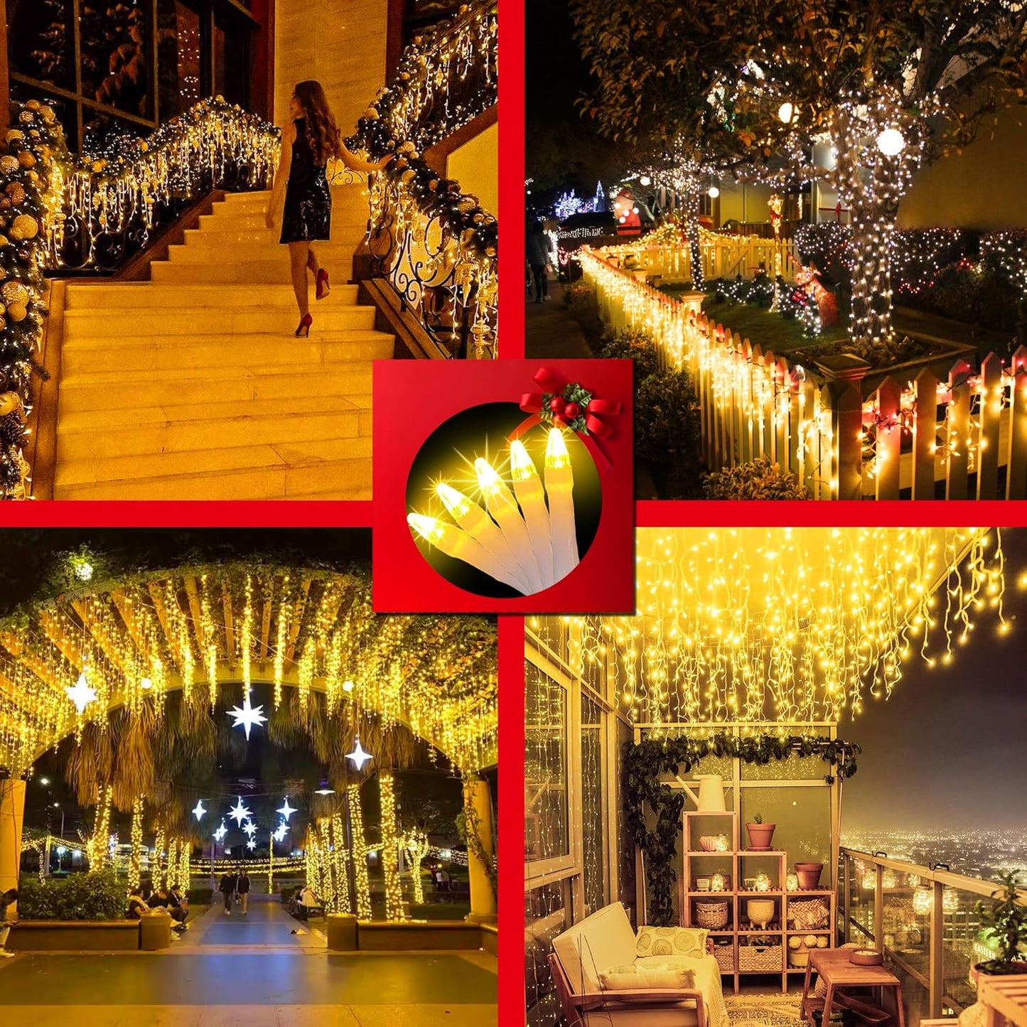 792 LED Christmas Outdoor Lights with 176 Drops, 82ft Hanging Curtain Lights 8 Modes, Christmas Fairy Lighs with Timer & Memory for House Roof Holiday Wedding Christmas Decor (Warm White)