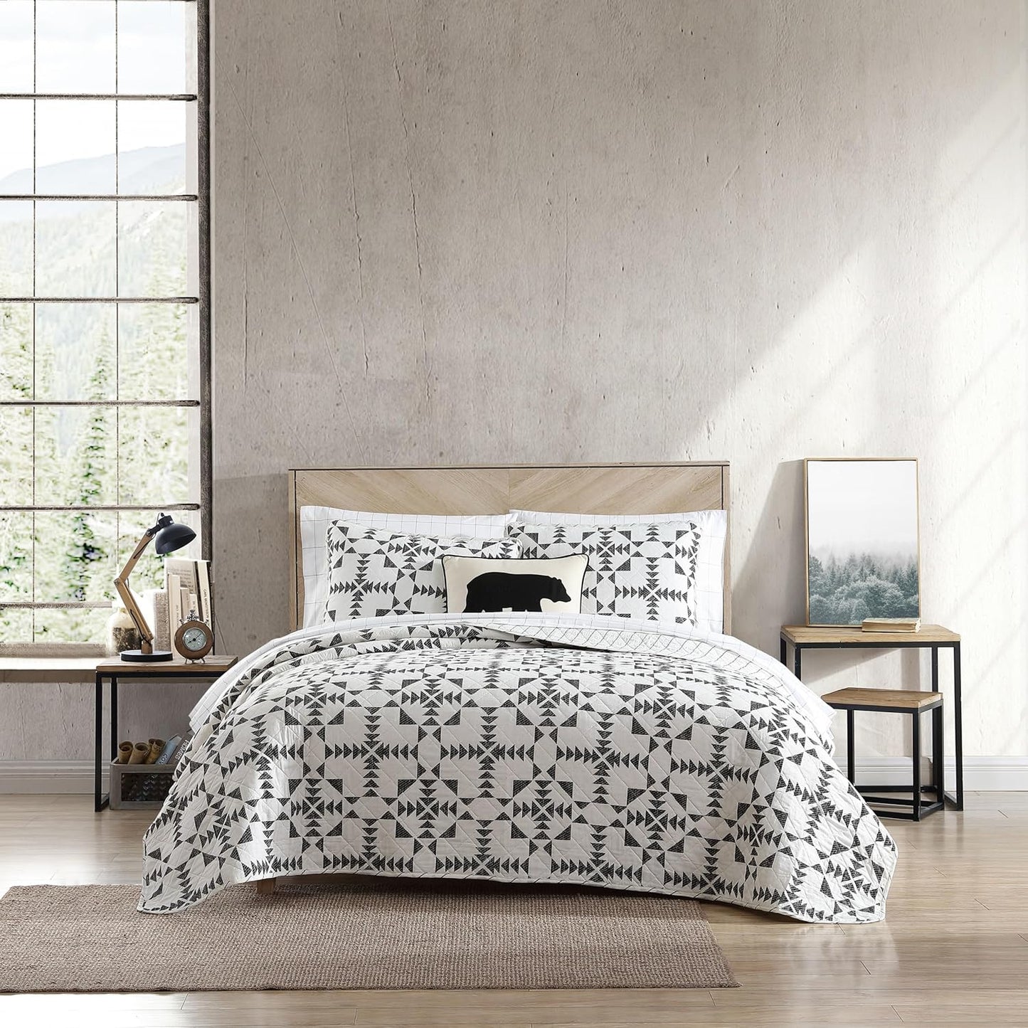 Eddie Bauer - King Quilt Set, Reversible Cotton Bedding with Matching Shams, Luxurious Bedding Set (Arrowhead Charcoal, King)