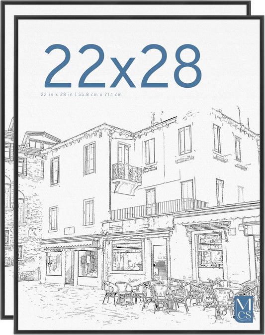 MCS Original Poster Frame 22x28 Black Lightweight Vertical & Horizontal Wall Hanging Large Picture Frame for Posters, Art Prints & Gallery Wall (2-Pack)