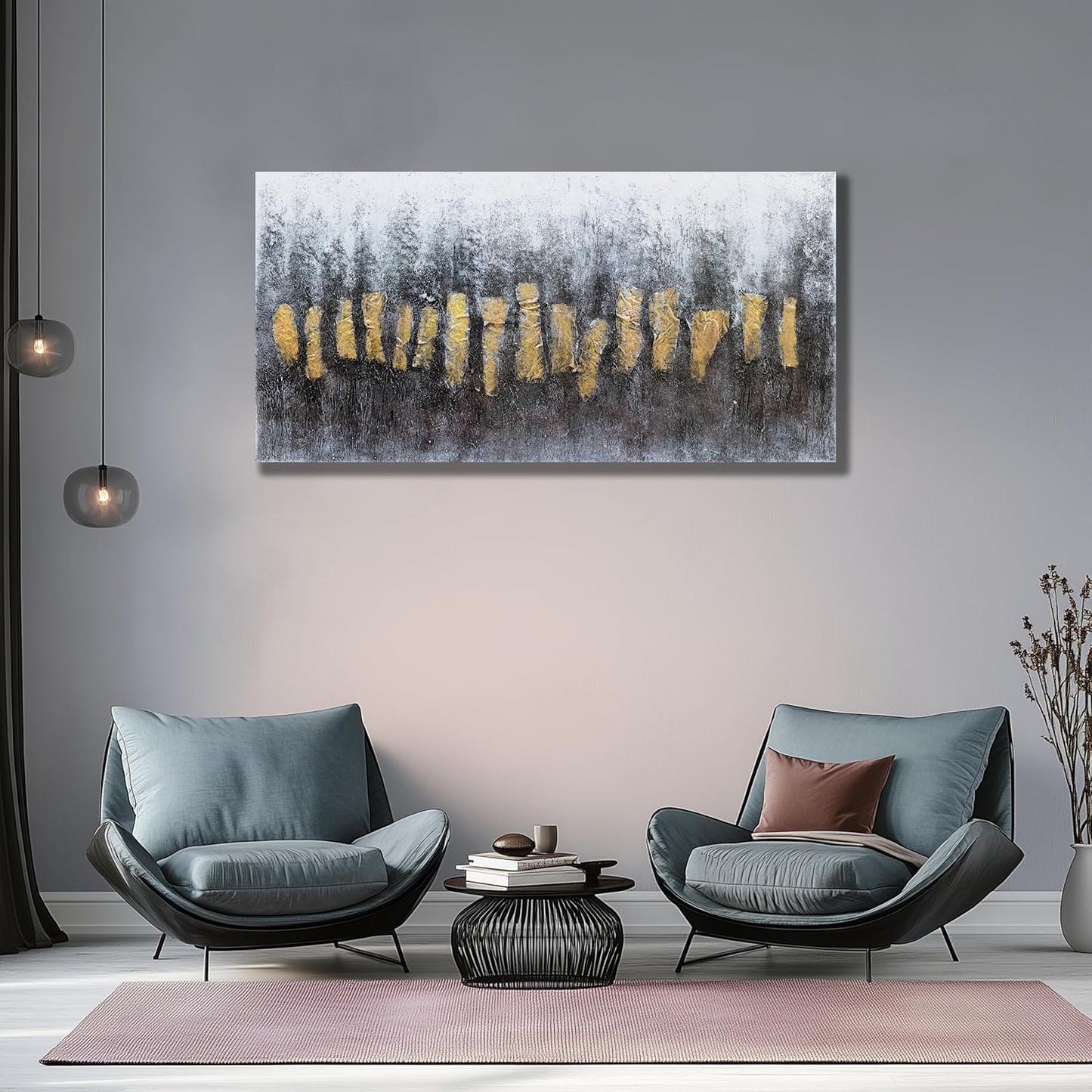 Belmrxne Large Abstract Wall Art Black and Gold Canvas Painting Dark Room Decor Aesthetic Funky Wall Decor Personalized Artwork for Living Room Bedroom Dining Room Office Home Decor 30x60 inch