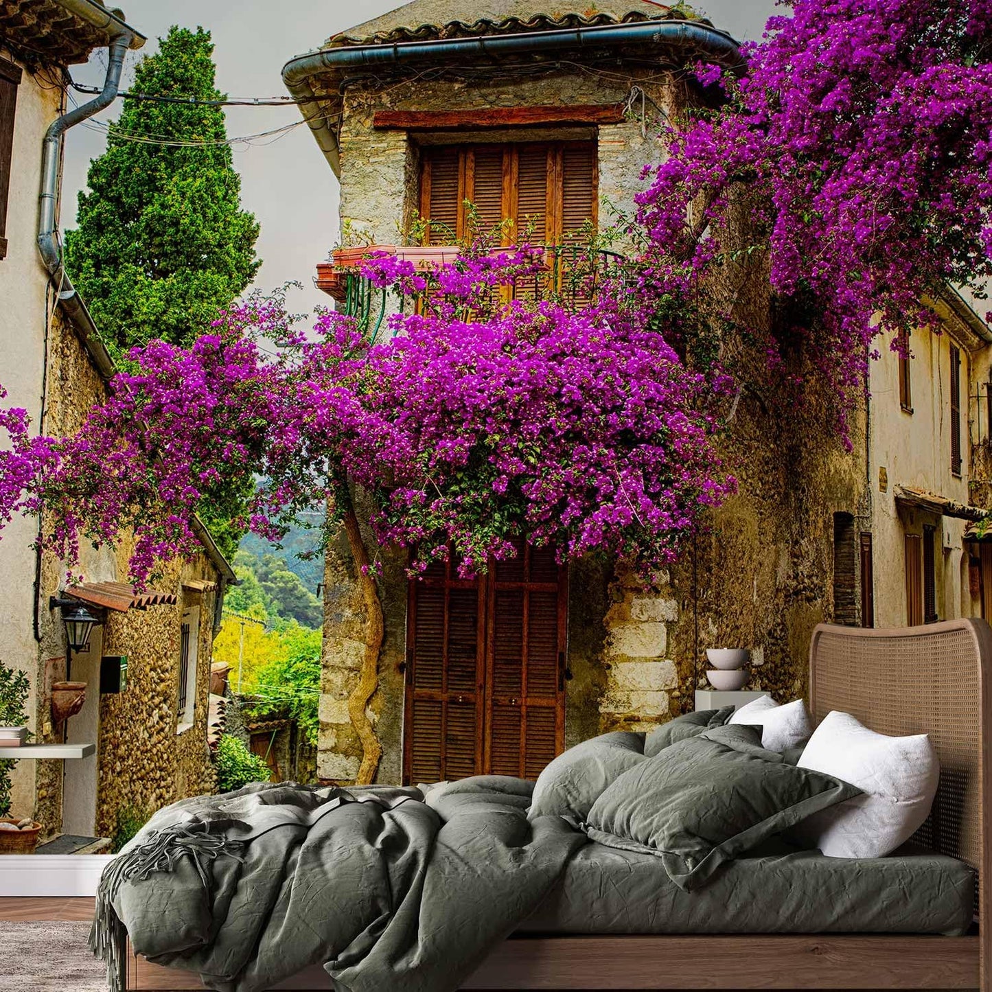 artgeist Premium Wall Mural Architecture 216x98 in - Non-Woven Photo Wallpaper Art Print Fleece Wall Mural Decoration Poster Picture Design Landscape Alley Flowers City d-B-0294-a-a