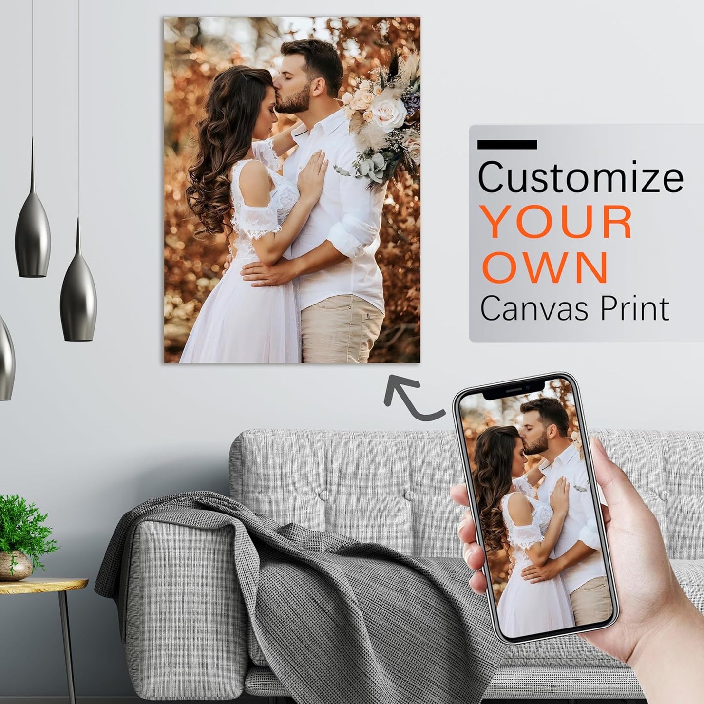 YUNART Ship Next Day - Custom Canvas Prints with Your Photos, Personalized Canvas with Pictures Print for Wall Art Bedroom, Customized Photo Gifts for Couple Men Women Mom Baby Dog Family - 11"x14"