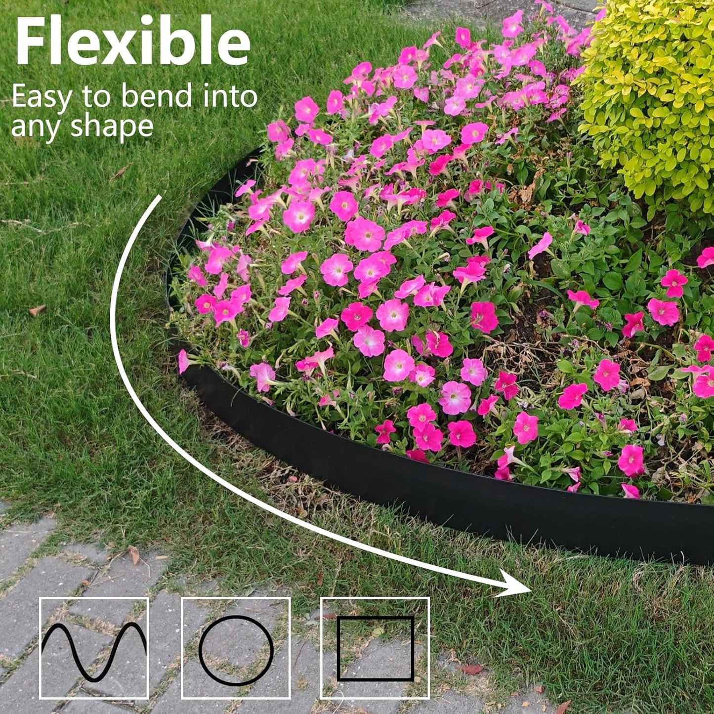 Landscape Edging 4 Inch Tall 100FT with 110Pcs Metal Spikes, Plastic Garden Edging Border Landscape Edging Border Lawn Edging for Landscaping, Flower Bed, Yard