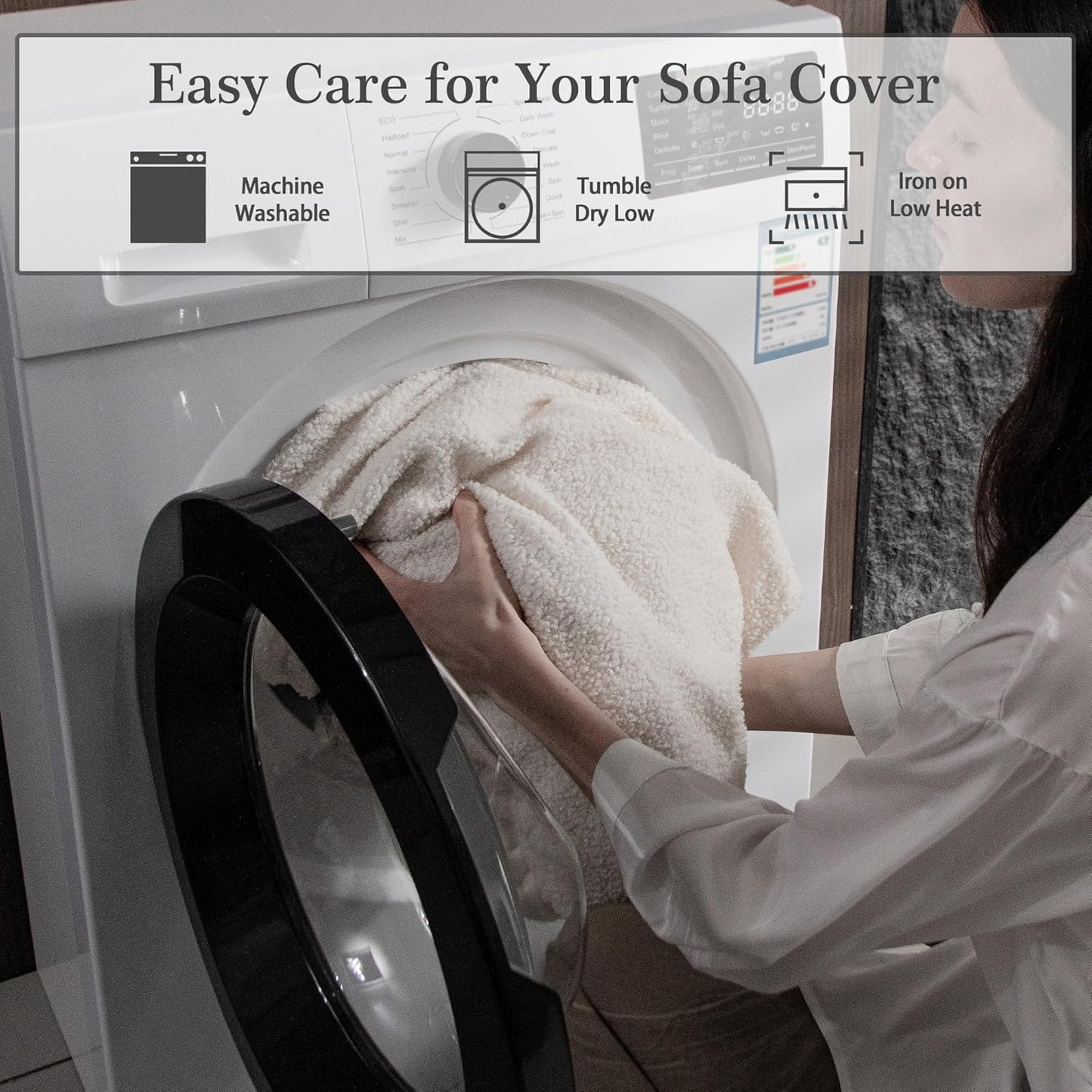 Couch Cushion Covers for Sectional Sofa, Stretch Soft Sofa Slipcovers Washable Wear-Resistant Universal Furniture Protector for Living Room(1 Piece Armrest Cover, Ivory)