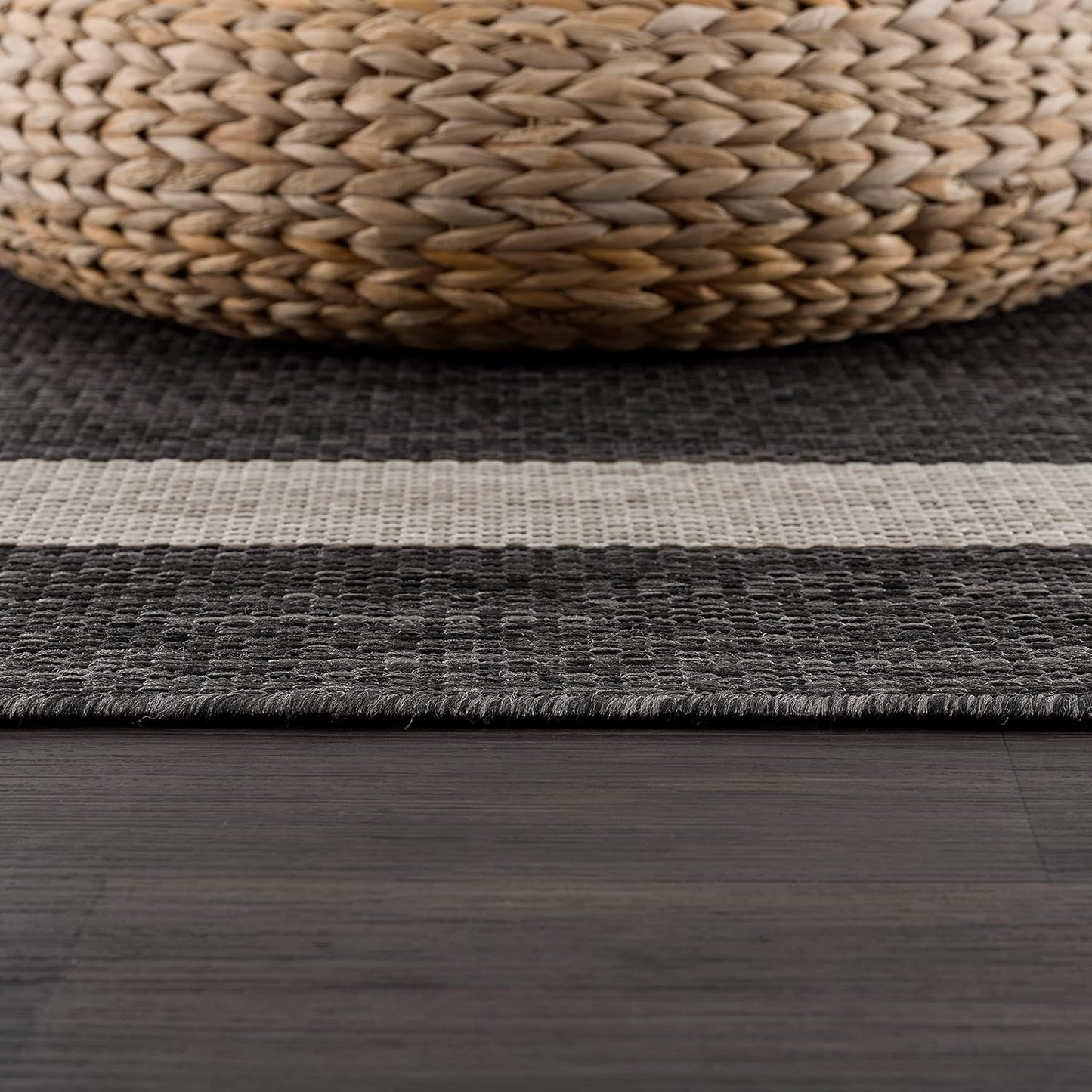 CAMILSON Outdoor Rug 9x12, Large Modern Outside Rugs for Patios Porches Waterproof Durable Washable Non-Shedding, Easy-to-Clean Indoor Outdoor Area Carpet (9 x 12, Bordered - Dark Gray/Light Gray)