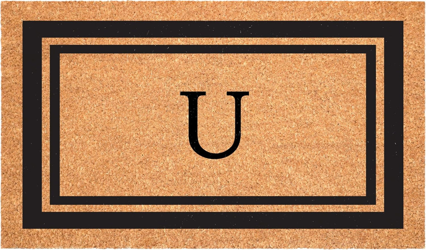 Calloway Mills 152961830U Black Border 18" x 30" Monogram Doormat, (Letter U)