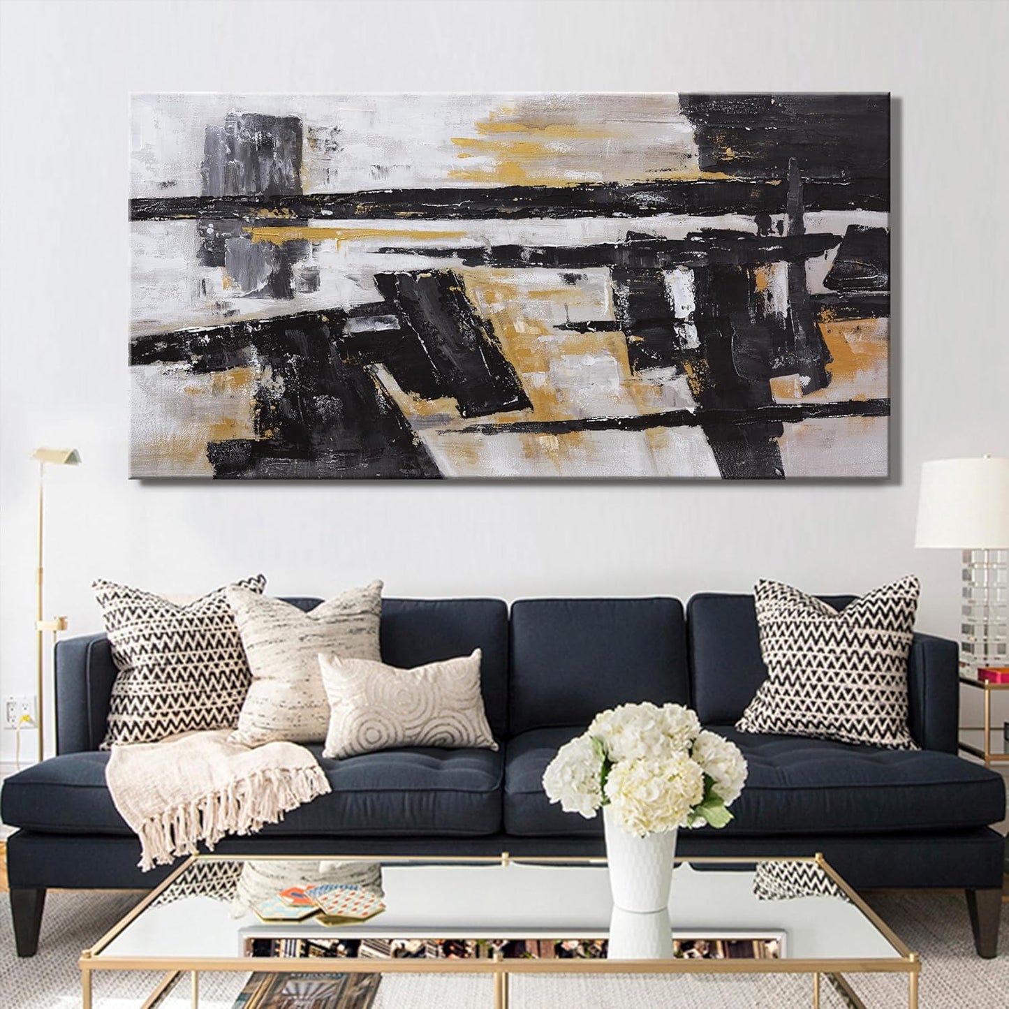 Abstract Wall Art Wall Decor Bedroom Pictures Artwork Canvas Wall Art Black And Gold Artwork Large Size Modern Painting Wall Decoration Pictures For Living Room Home Kitchen Office 30x60 Inch