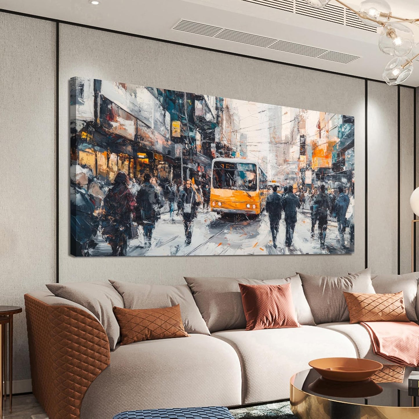 AIXMGSJS Canvas Wall Art Decor Large Wall Art for Living Room Modern Large Wall Art Prints Abstract Canvas Art Wall Decor City Life Pictures Decorations Artwork for Walls Home Office Decor 24" X 48"