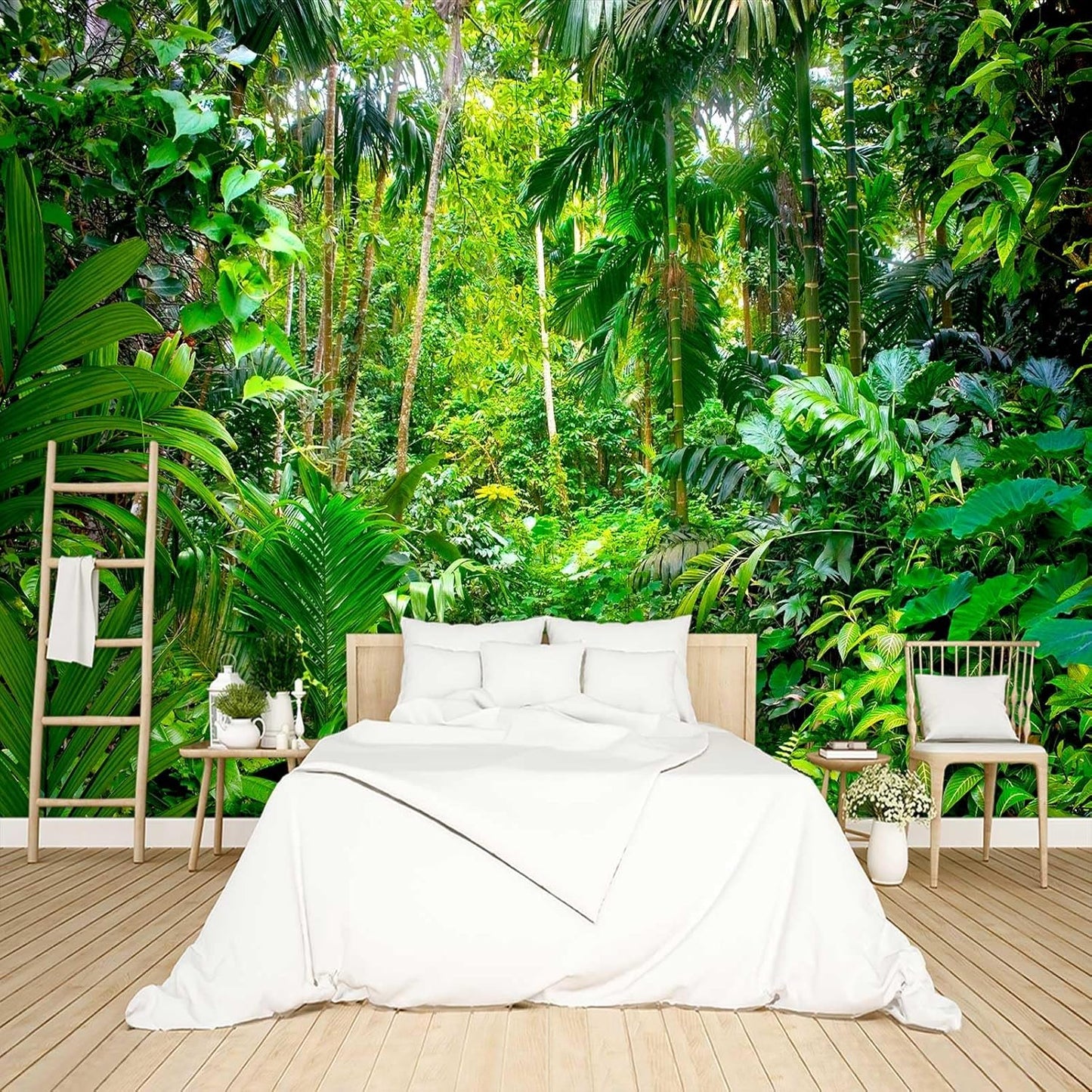 Tropical Rainforest Botanical Wallpaper Peel and Stick Wall Mural for Bedroom Living Room - 85"x118"