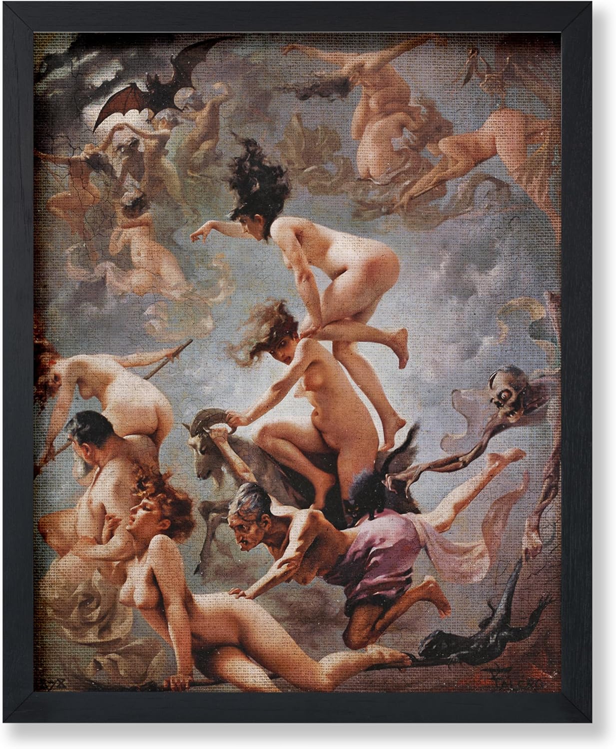 Poster Master Vintage Witches Going to their Sabbath Poster - Retro Naked Witches Print - Halloween Art - Pagan Art - Gift for Men & Women - Gothic Decor for Bedroom or Dorm - 16x20 UNFRAMED Wall Art
