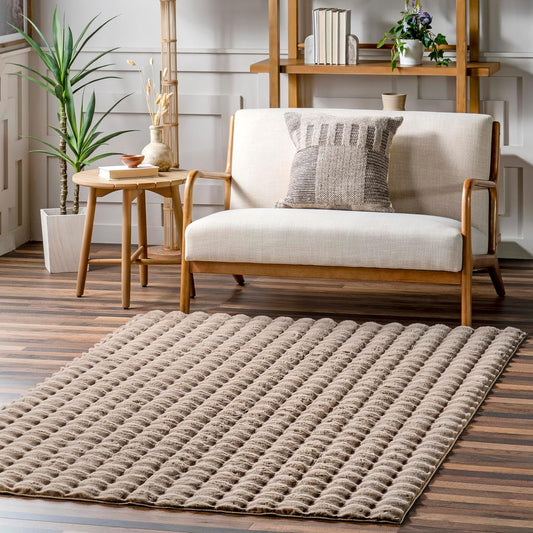 nuLOOM Jeni Checkered 2x3 Machine Washable Accent Rug for Living Room Bedroom Dining Room Entryway Kitchen, Taupe
