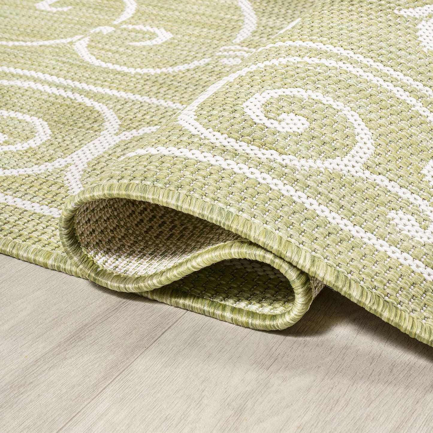 JONATHAN Y Vintage Filigree Indoor Outdoor Area Rug 9X12 Green/Cream, Charleston Textured Weave for Backyard, Patio, Porch, Easy-Cleaning, High Traffic, Pet-Friendly, Non-Shedding (SMB106H-9)