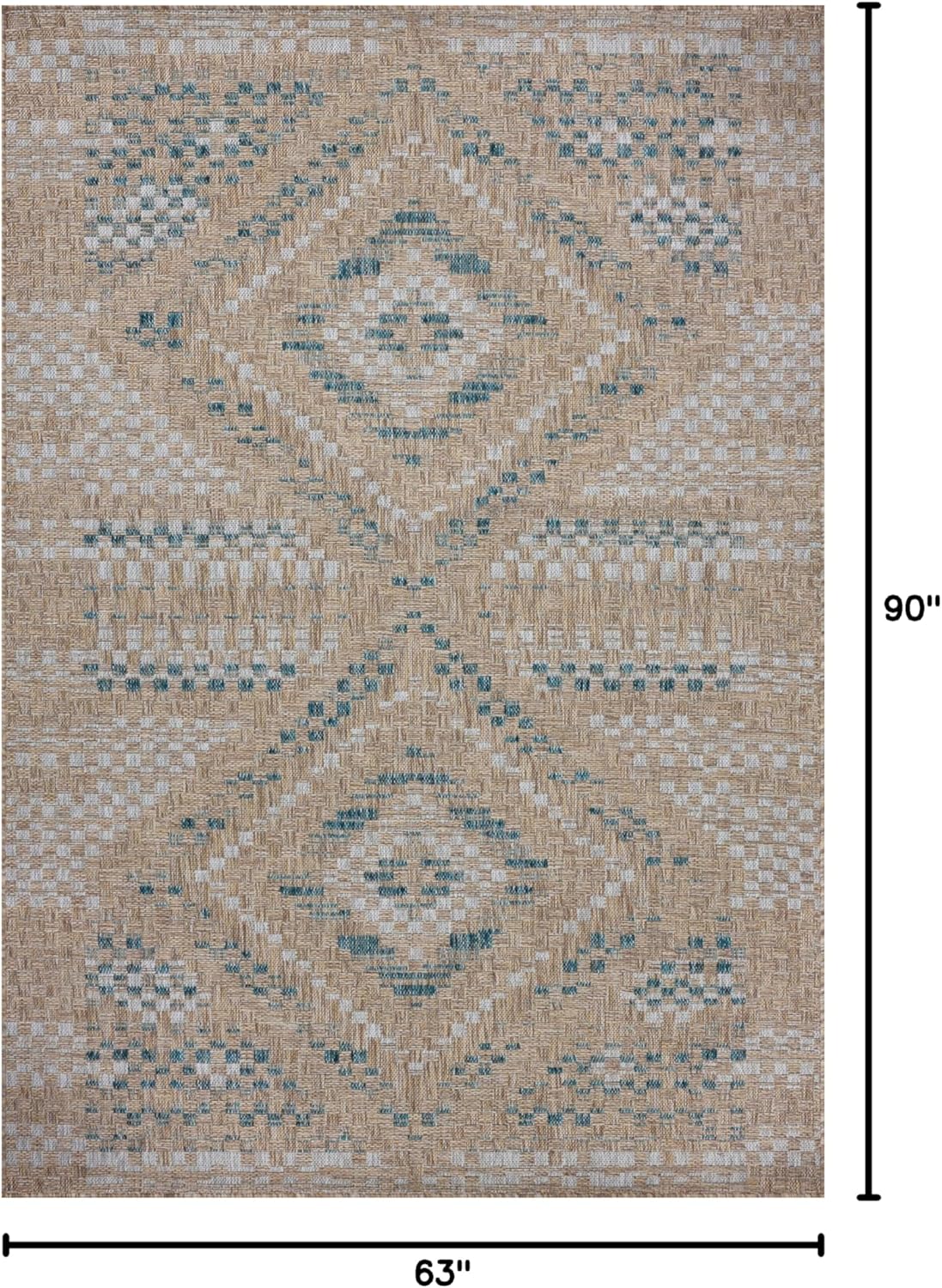 Loloi Amber Lewis Topanga Collection TOP-04 Natural/Aqua 5'-3" x 7'-6" Indoor/Outdoor Area Rug